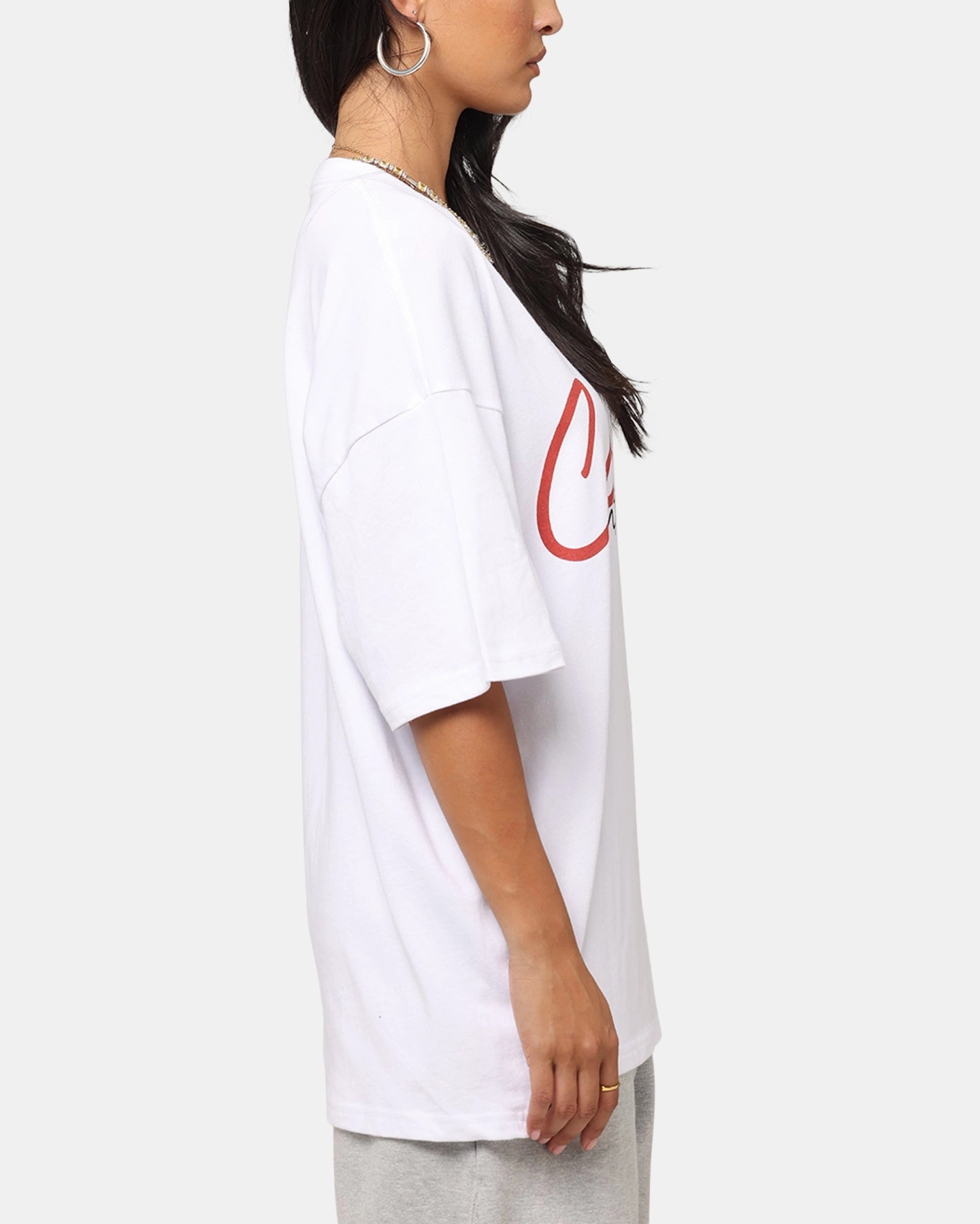 SheerLayering AntiSnag Fabric Carre International Script T-Shirt White