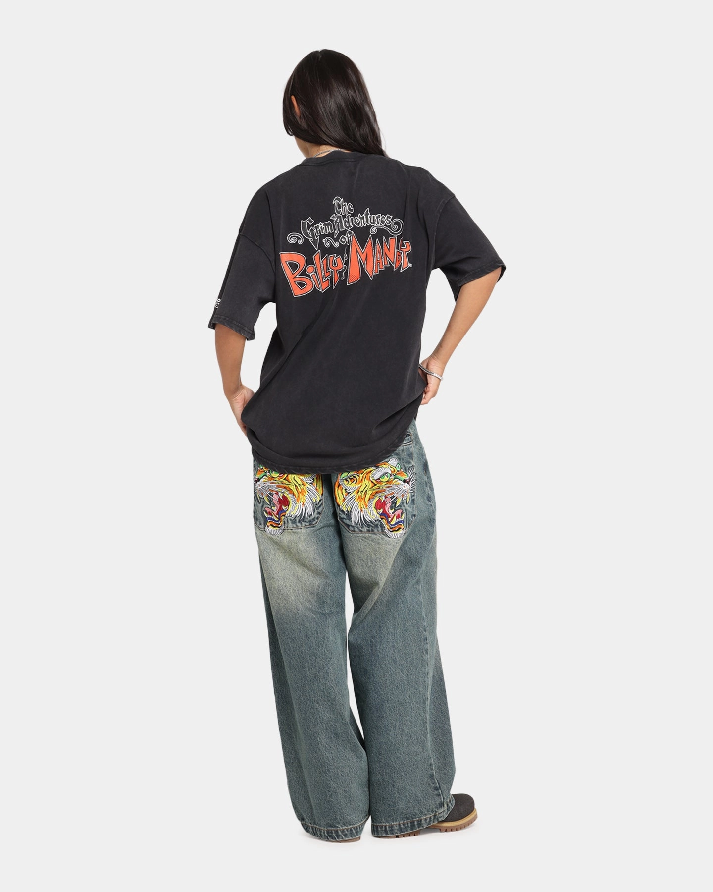 73 Studio X Cartoon Network Bill & Mandy Box Logo Vintage T-Shirt Black Acidwash Abrasion Resistant Surface