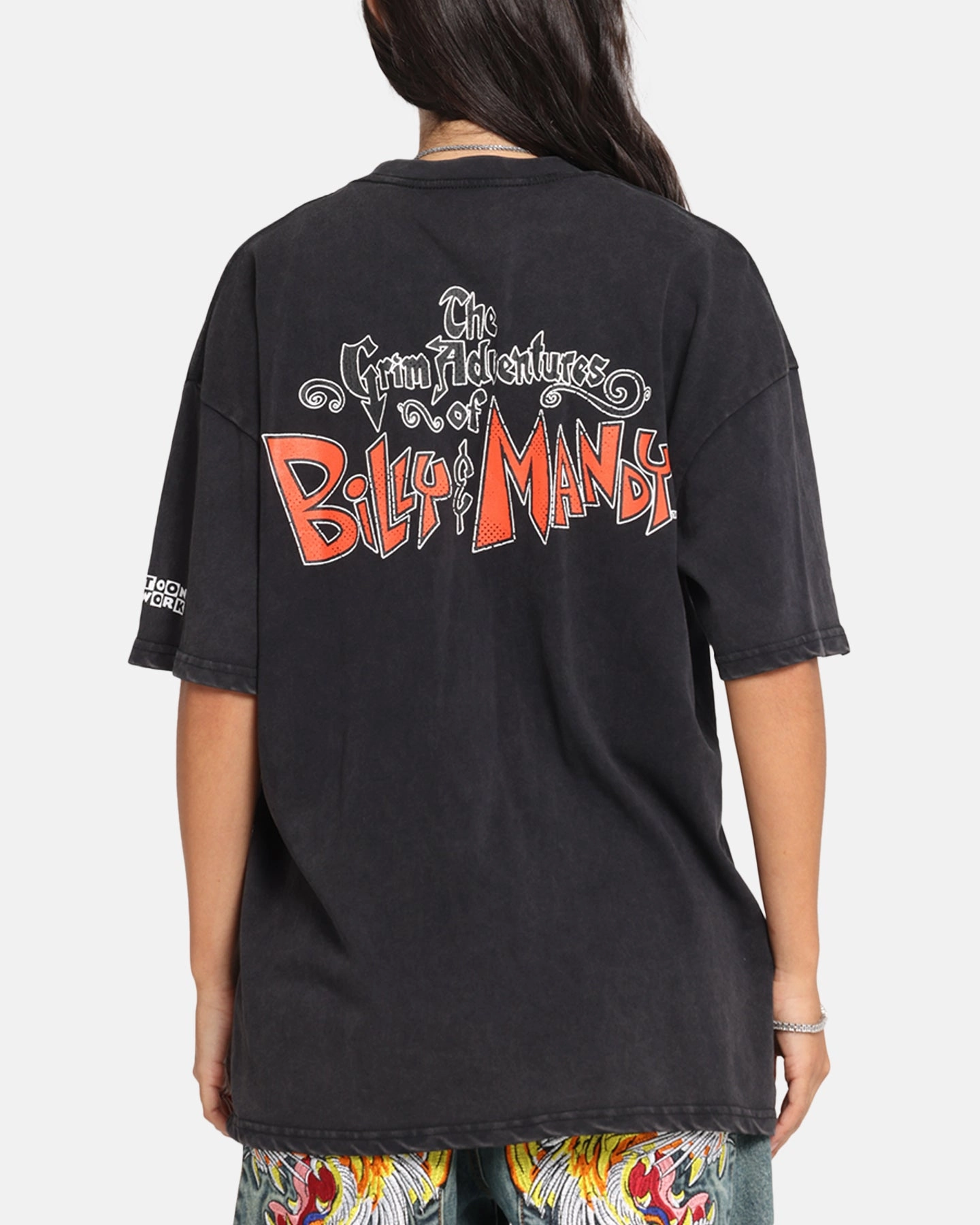 Sustainable Production Methods 73 Studio X Cartoon Network Bill & Mandy Box Logo Vintage T-Shirt Black Acidwash