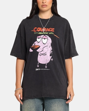 ClassicCrewNeck 73 Studio X Cartoon Network Courage The Cowardly Dog Grail Vintage T-Shirt Black Acidwash
