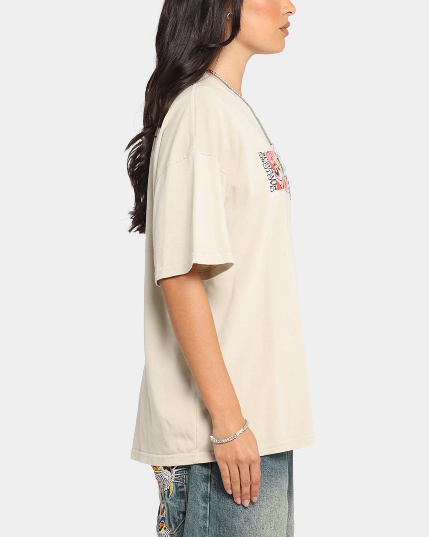 Stretch Technology EcoCertified 73 Studio X Cartoon Network The Powerpuff Girls Box Logo Vintage T-Shirt Stone