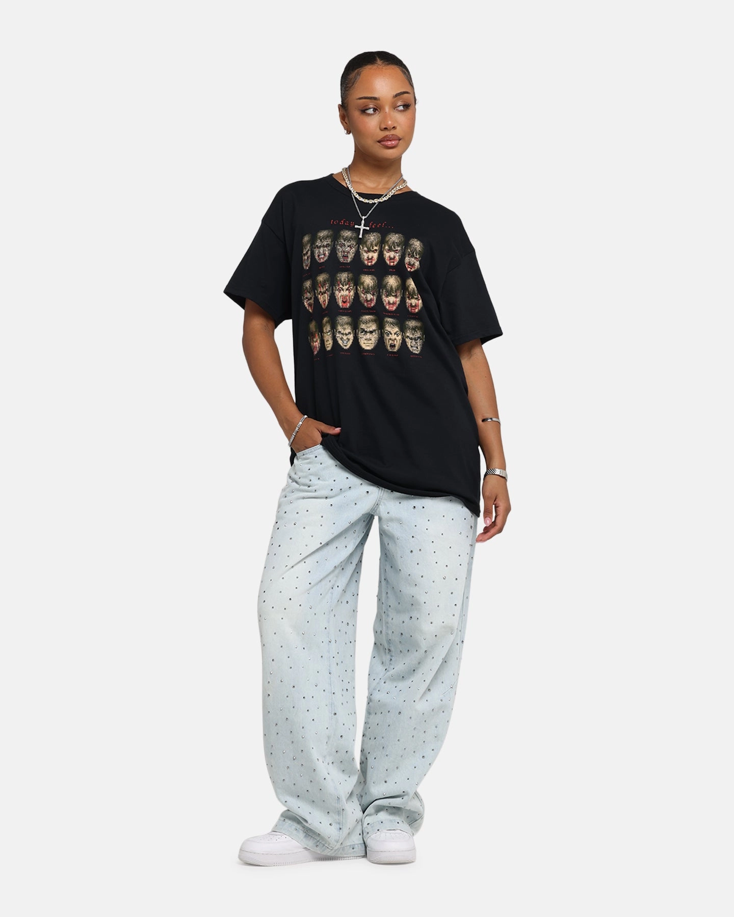 73 Studio X Doom Today I Feel T-Shirt Black MeshPanelIntegration HypoallergenicMaterial