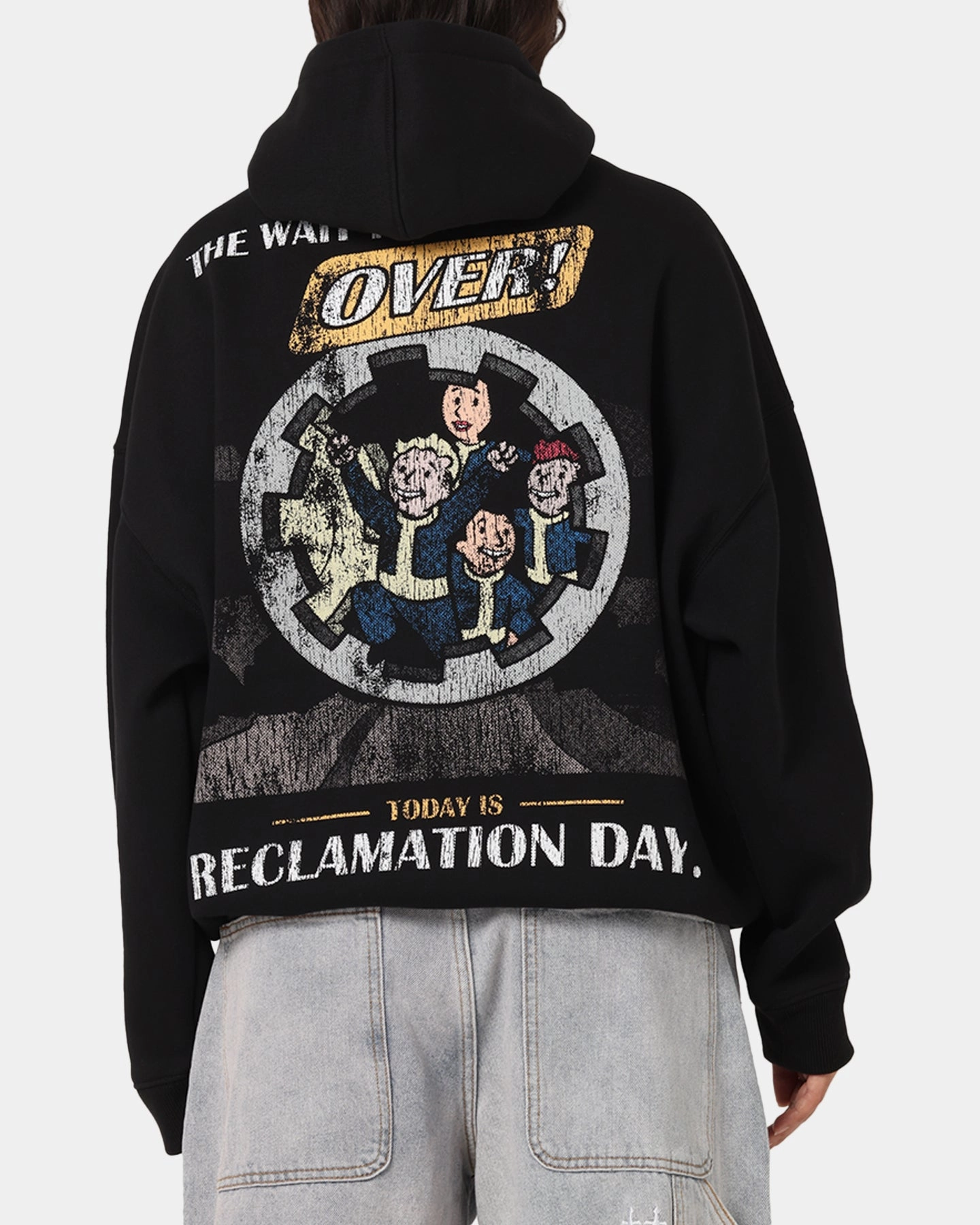 73 Studio X Fallout '76 Fallout Premium Hoodie Black RecycledPolyesterBlend Sporty Sweatshirt