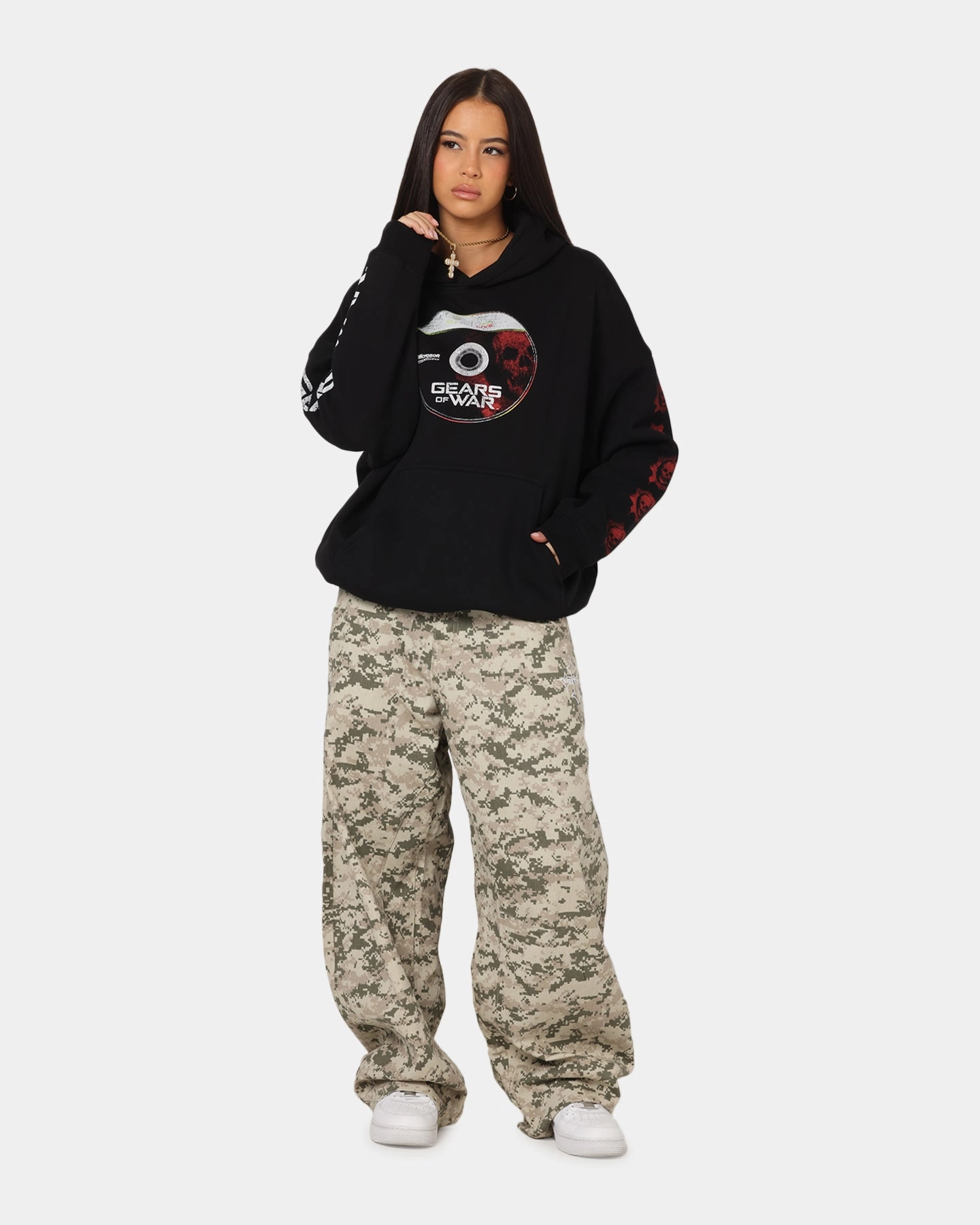 73 Studio X Gears Of War '08 Gears 2 Disc Premium Hoodie Black DurableReinforcement