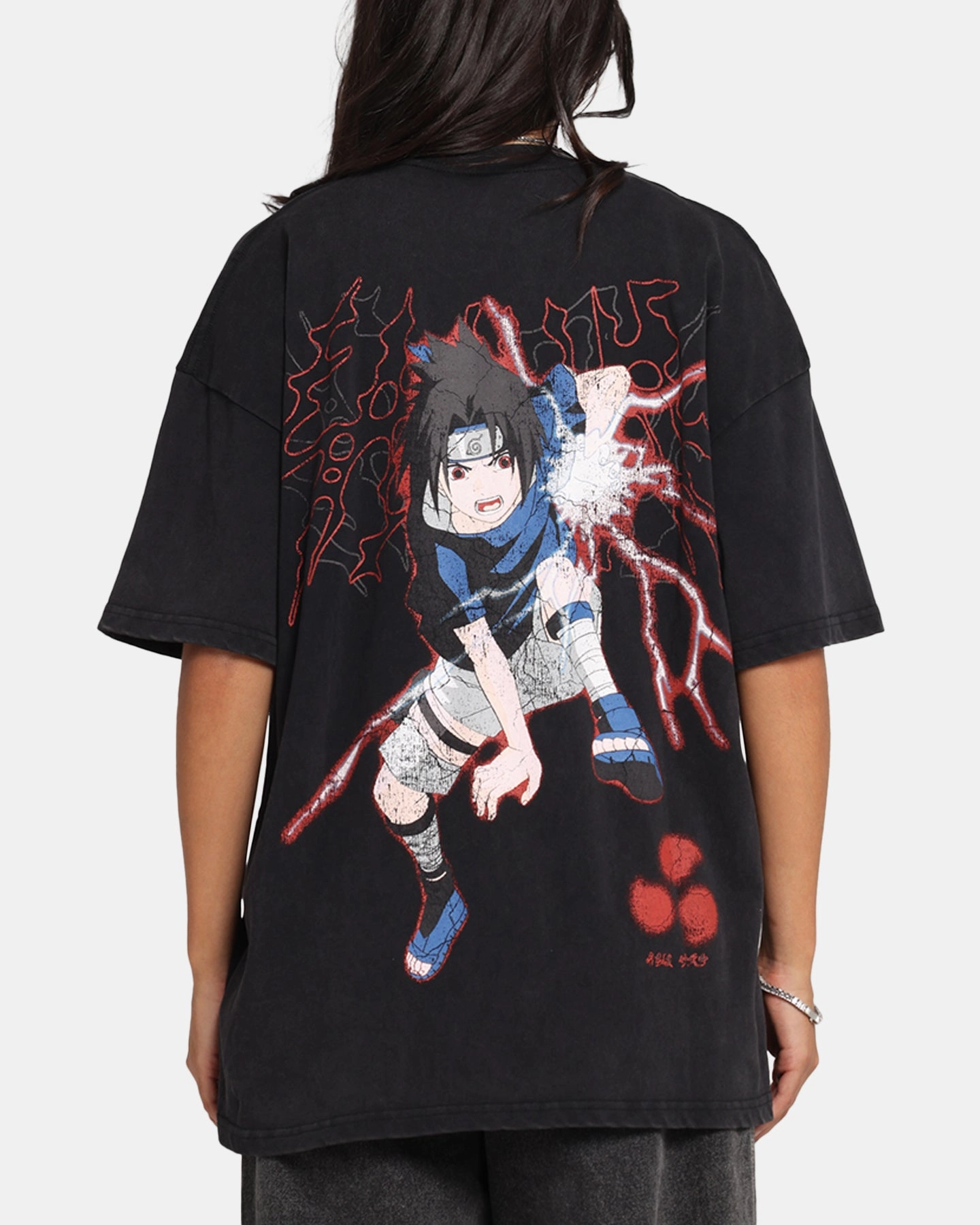 Durable Binding 73 Studio X Naruto Sasuke Abandon Vintage T-Shirt Black Acidwash