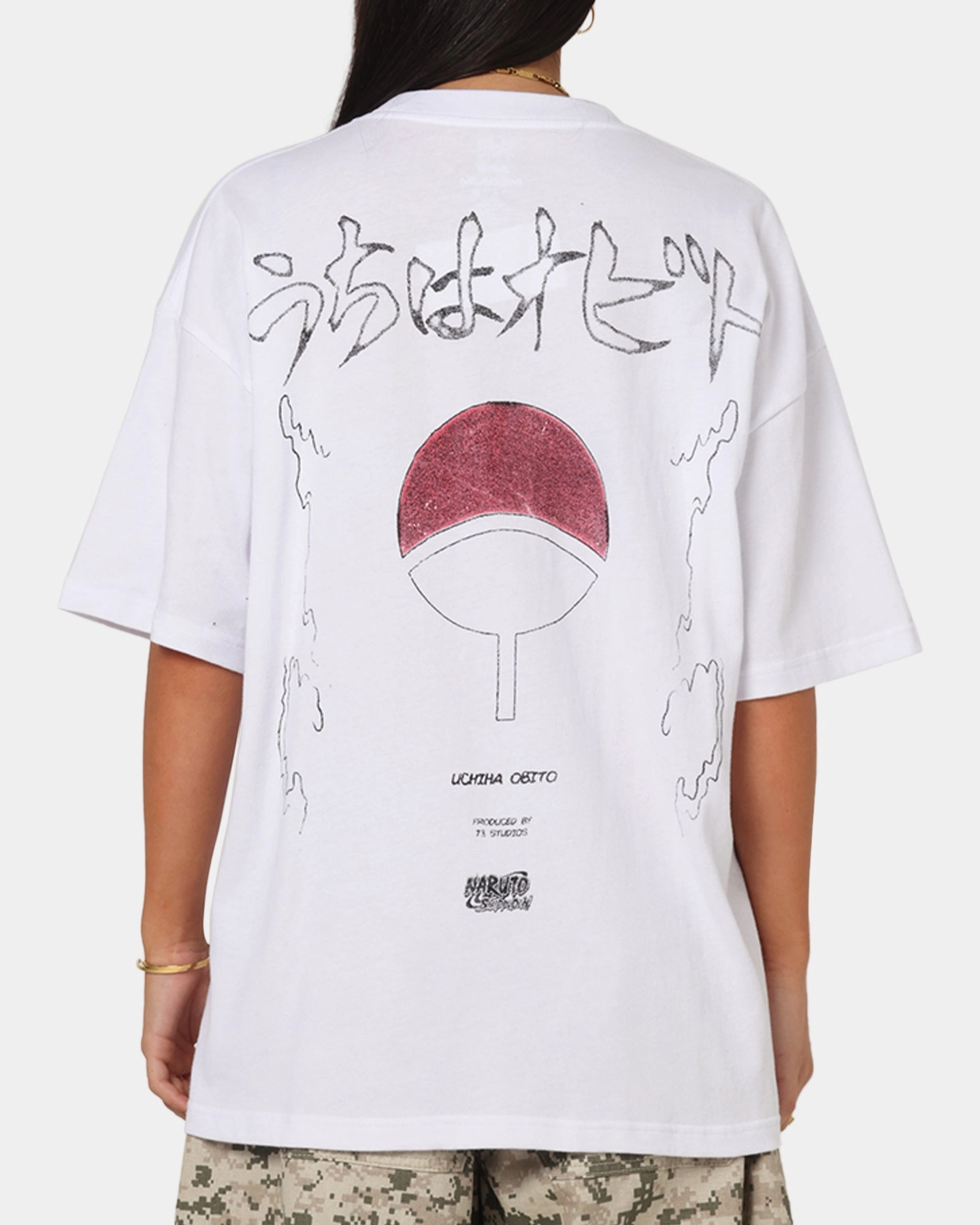 LightweightFabric WrinkleFree Weaving 73 Studio X Naruto Shippuden Obito Vintage T-Shirt White