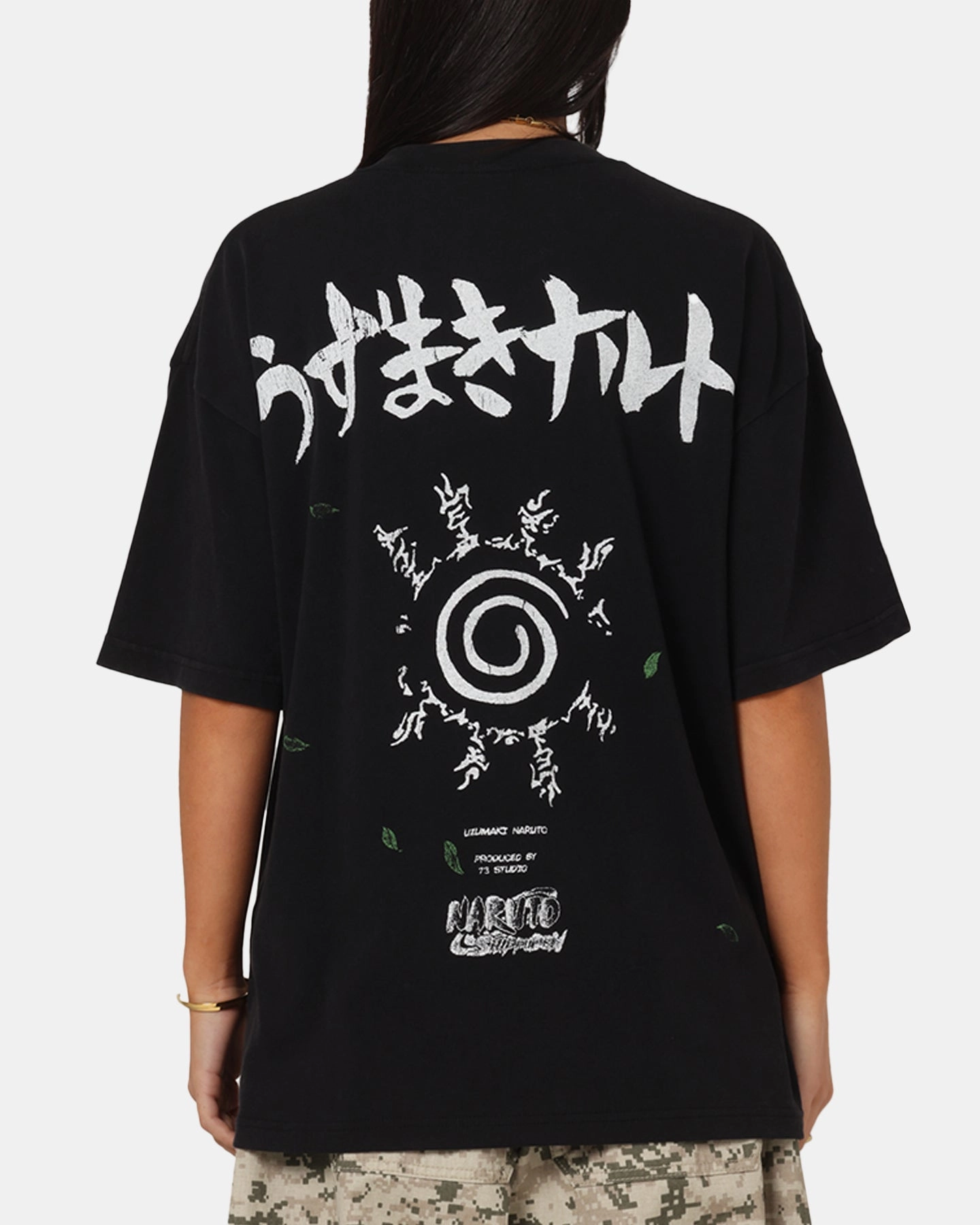 Layered Look 73 Studio X Naruto Shippuden Uzamaki Vintage T-Shirt Black Acidwash