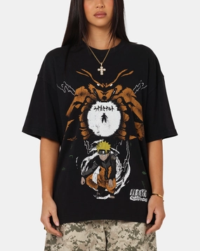 Reinforced Hem Stitching 73 Studio X Naruto Shippuden Uzamaki Vintage T-Shirt Black Acidwash