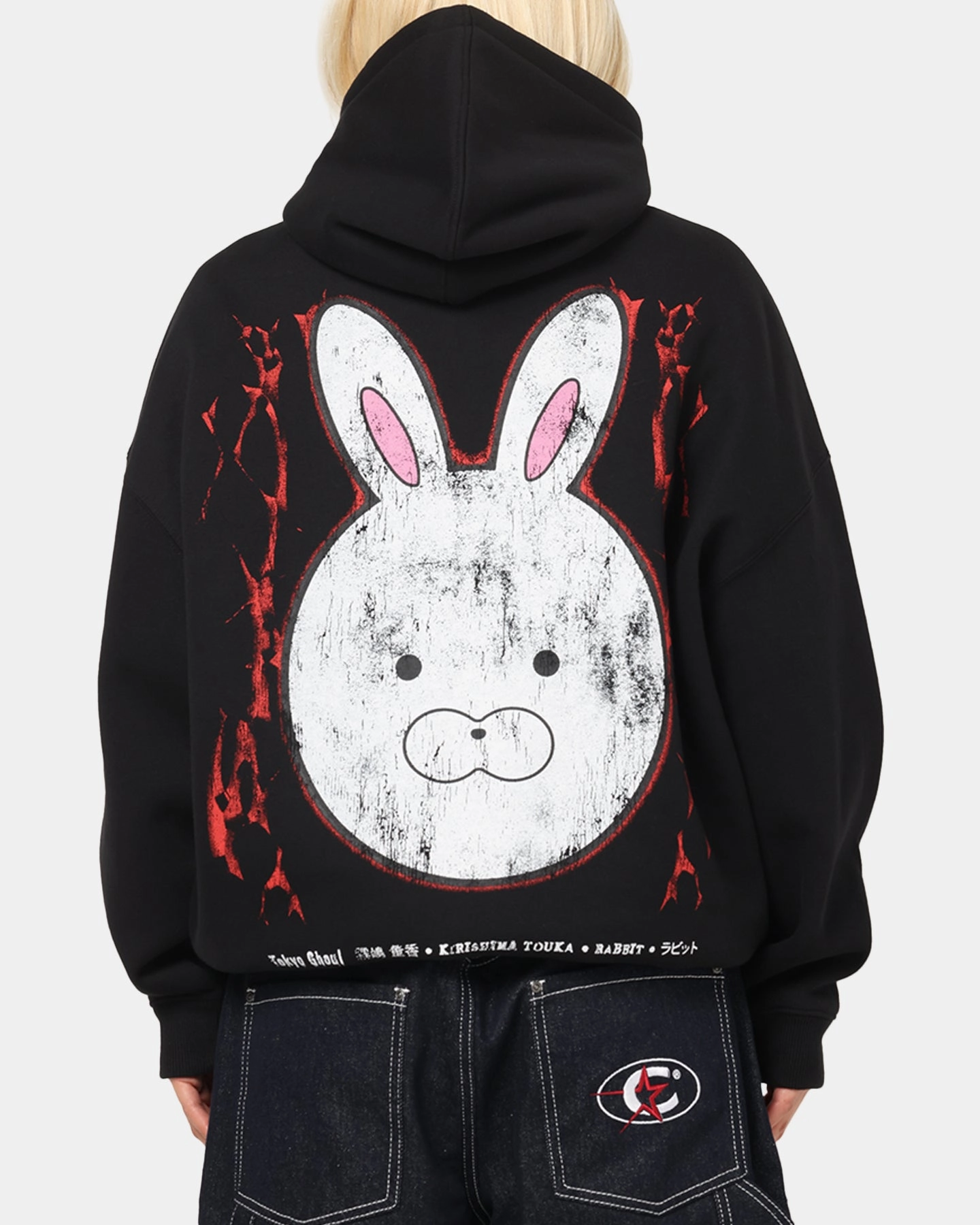 73 Studio X Tokyo Ghoul Rabbit Premium Hoodie Black Active Wear Bound Seam Finish