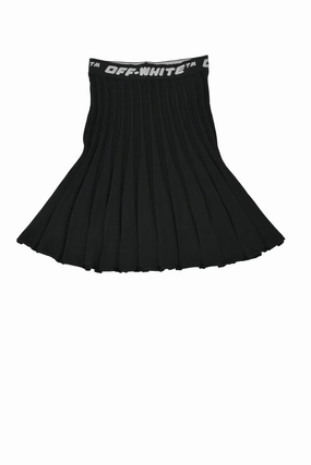 [WW34856] Off-White | knee Length Skirt Sleek Appeal Detachable Tie