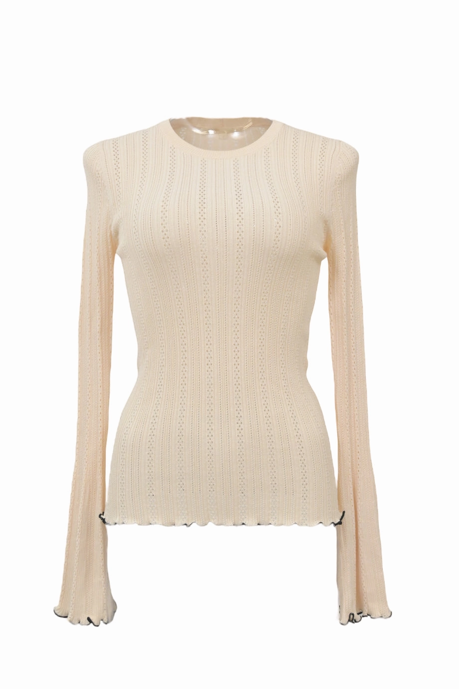 [WW34982] Maje | Knitwear RibbedTrims Sheer Overlay Material