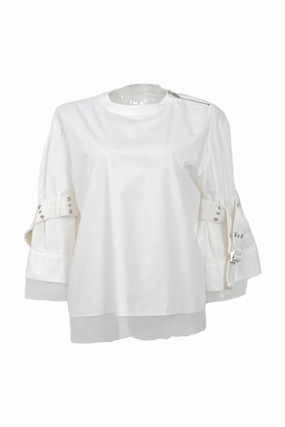 [WW36459] Sacai | Top Durable Reinforced Hem Relaxed Crew Neck Opening