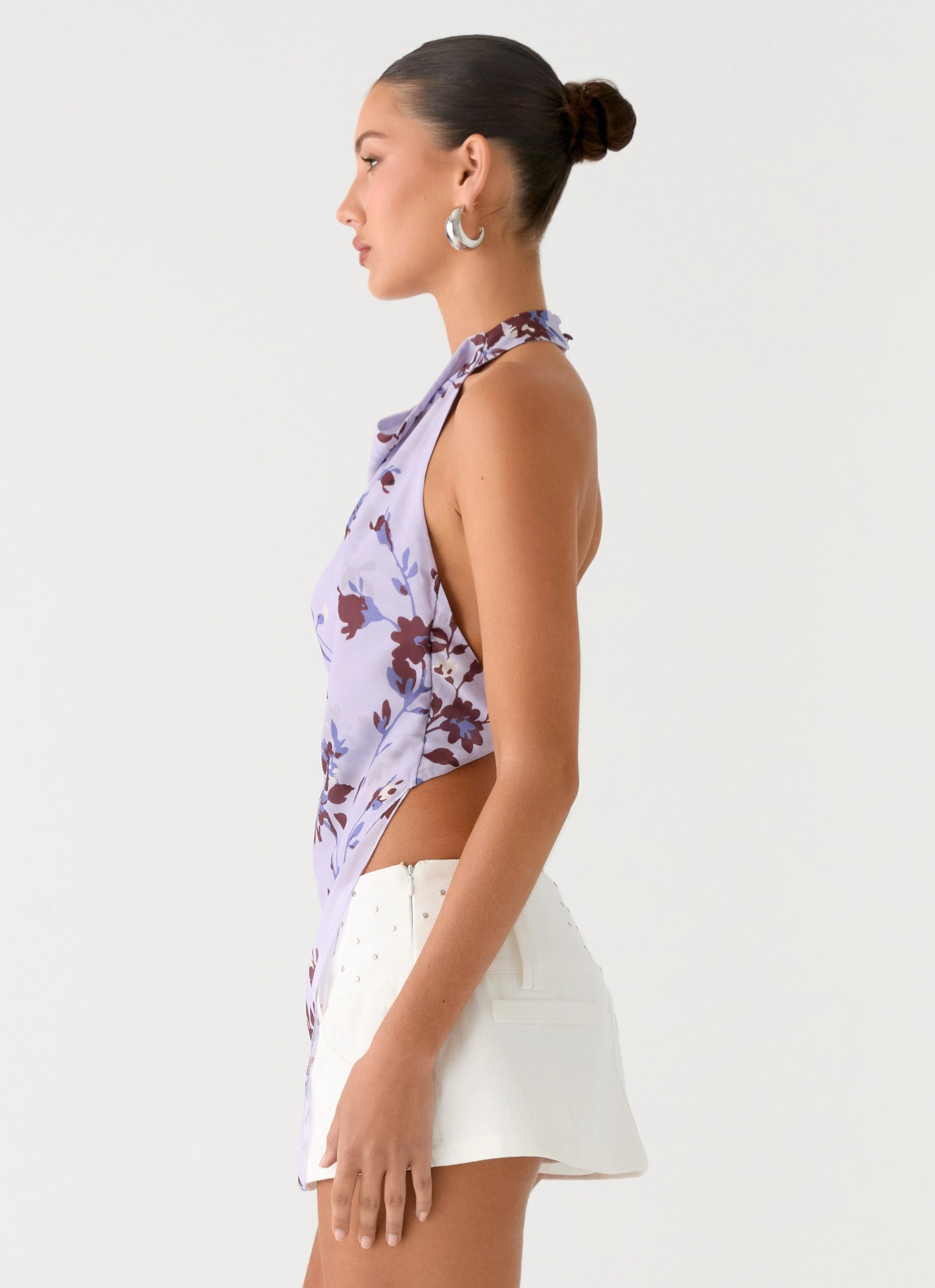 AdjustableClosure Altego Layered Backless Top - Antique Lilac Floral