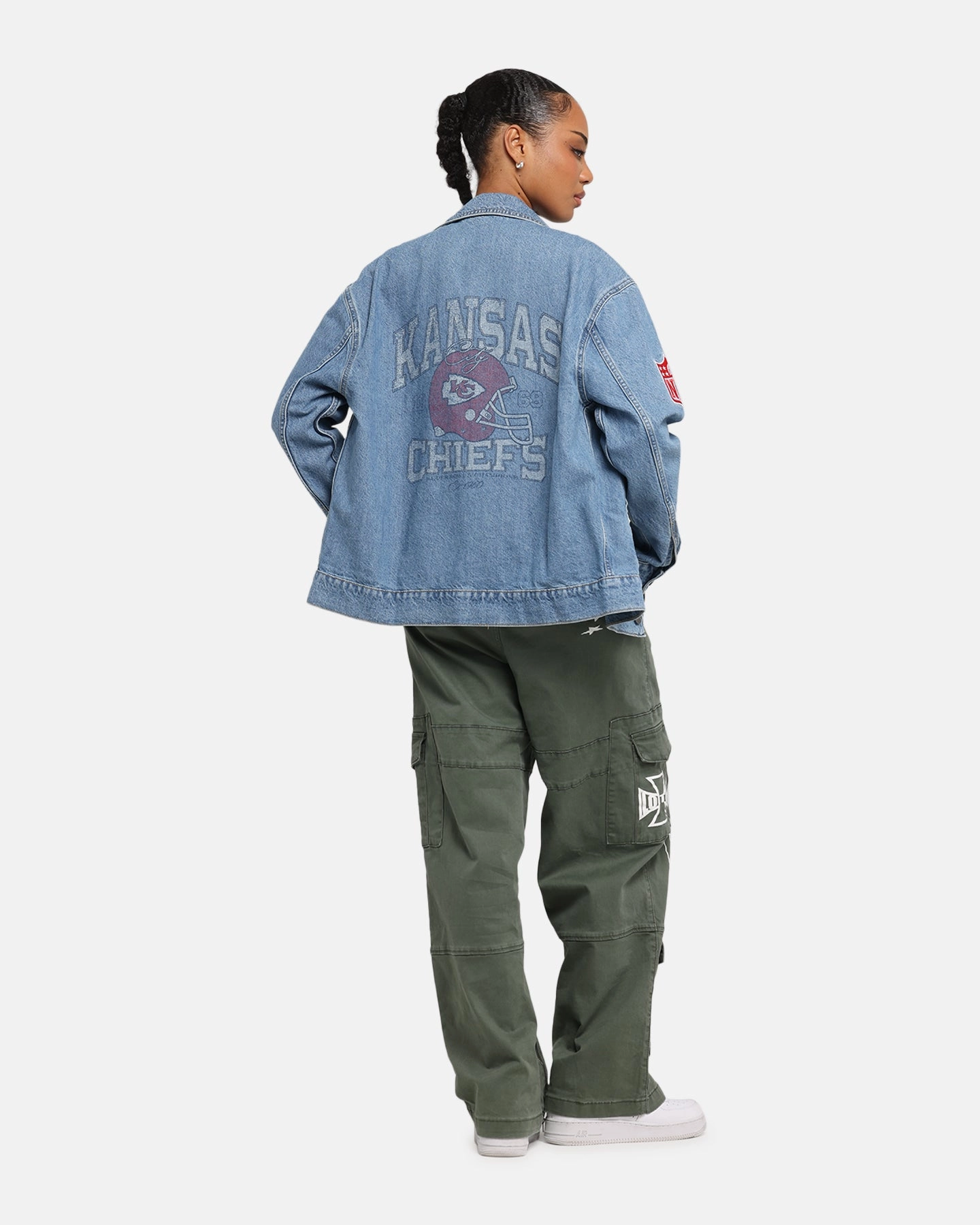 NonRestrictive Armholes Bonded Hemline New Era Kansas City Chiefs NFL Denim Jacket Dark Blue