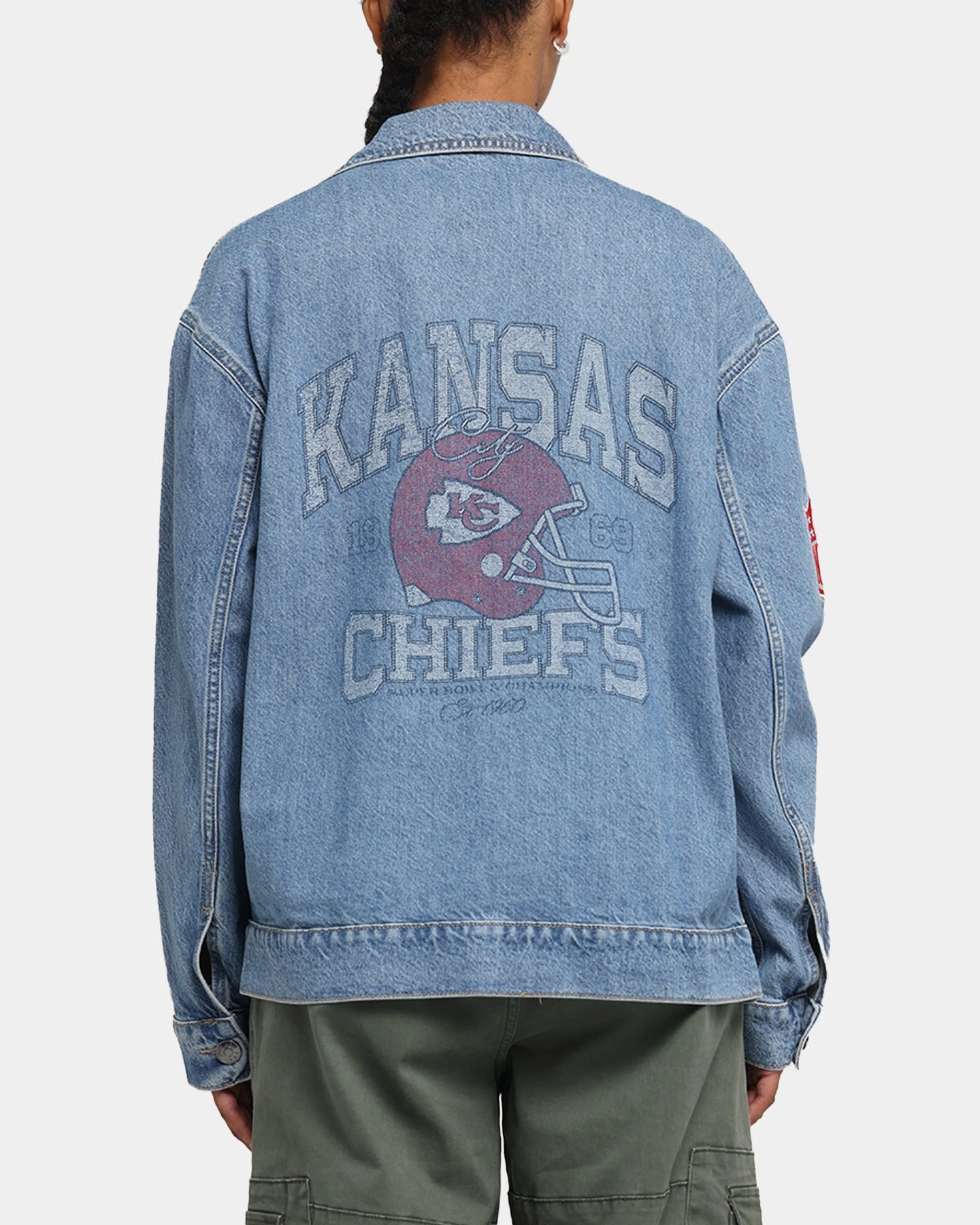Thermal Insulation HiddenStoragePocket New Era Kansas City Chiefs NFL Denim Jacket Dark Blue
