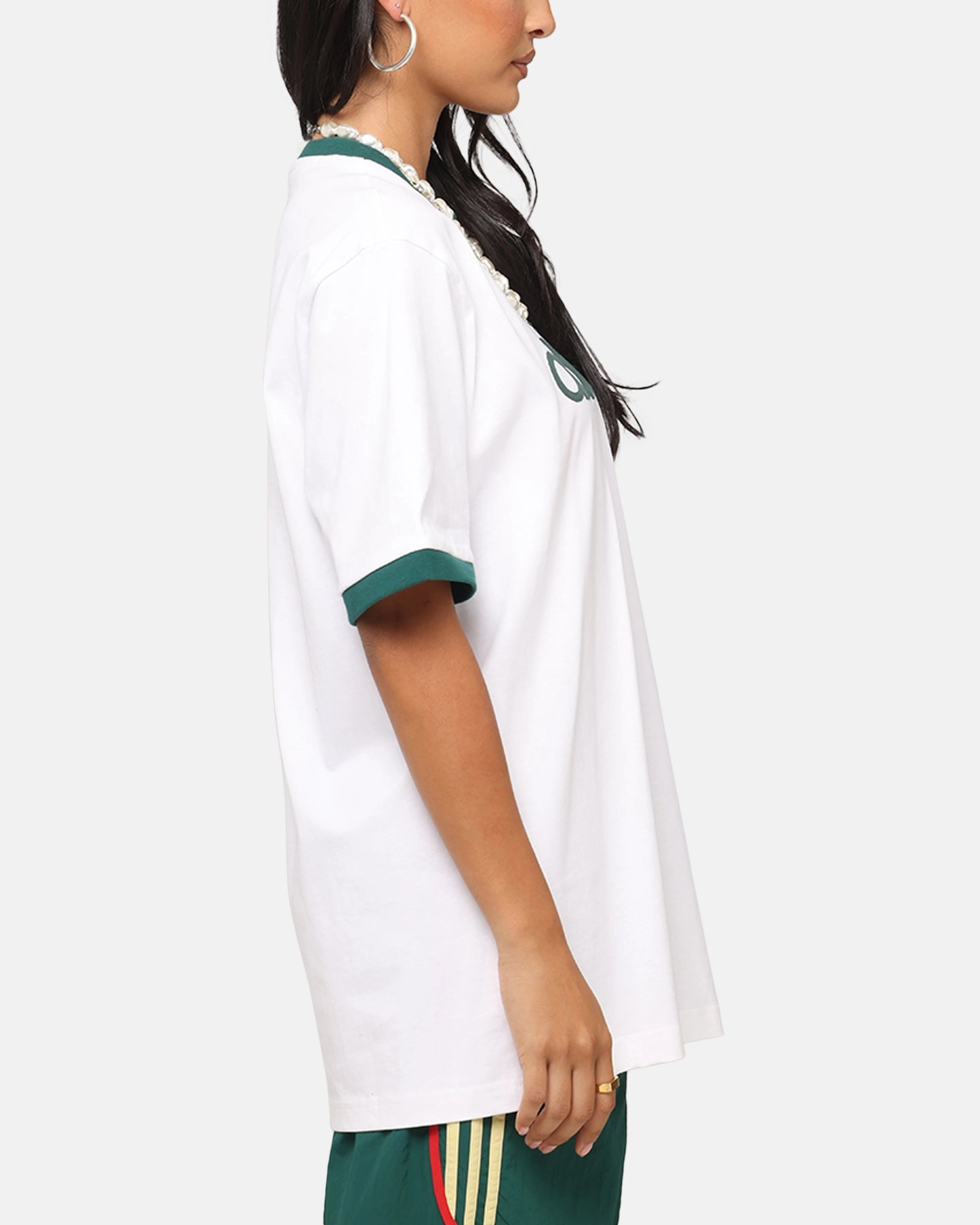 Adidas Simple T-Shirt White Ribbed Neckline