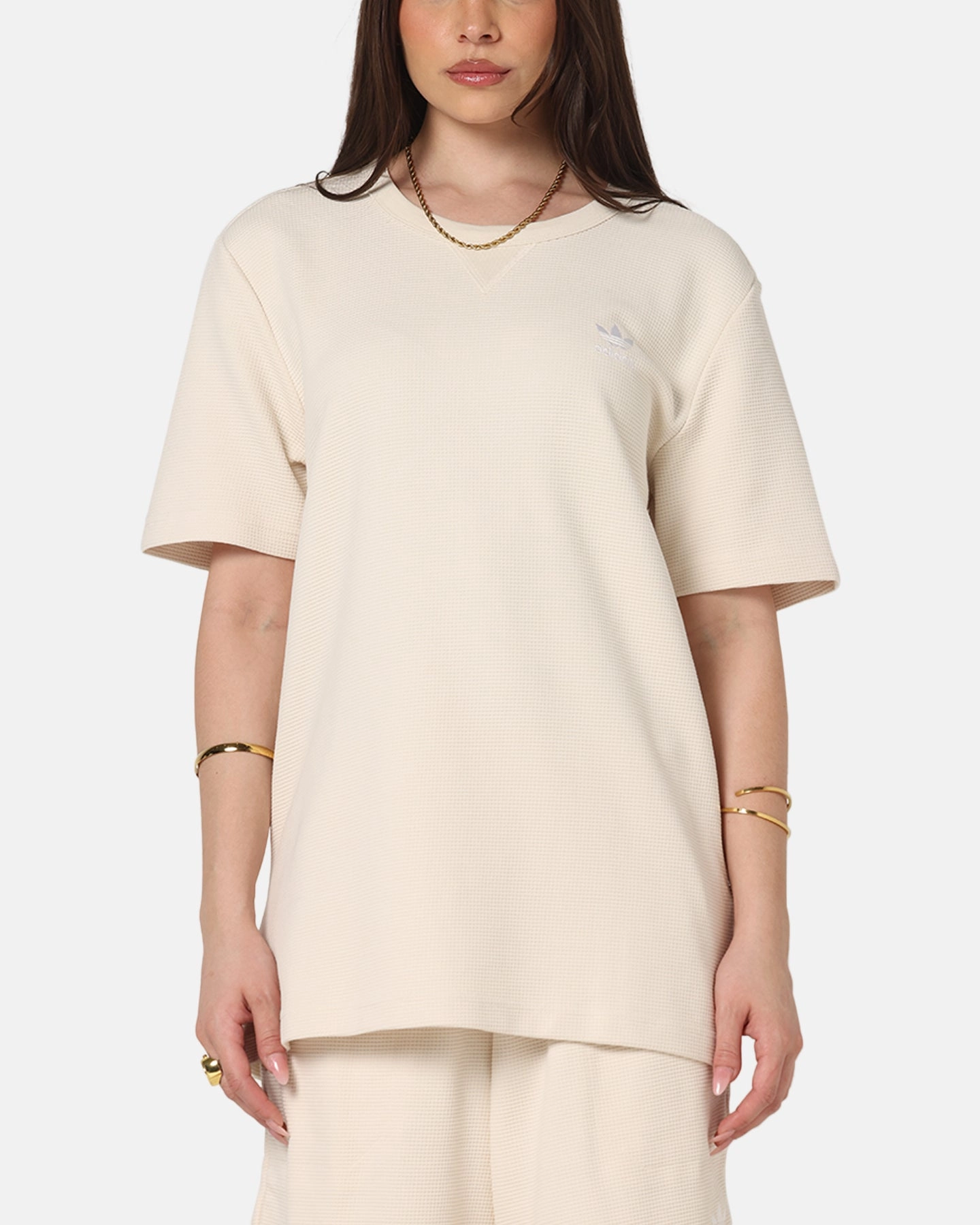 QuickRelease Fastener Adidas Trefoil Essentials Waffle T-Shirt Wonder White