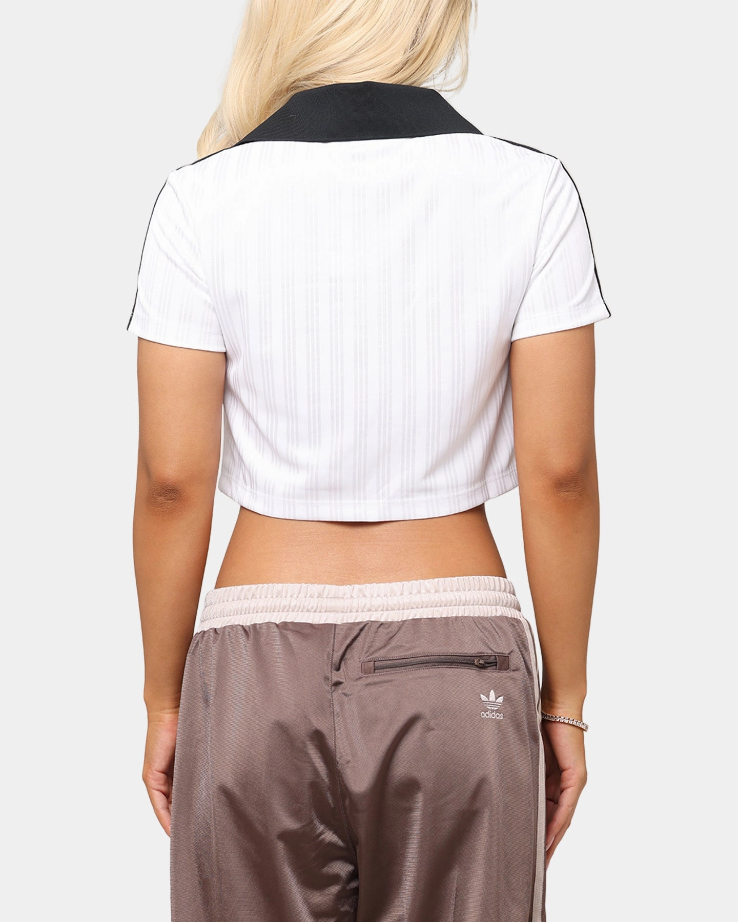 3D Spacer Fabric Adidas Women's Jacquard Crop Polo Shirt White