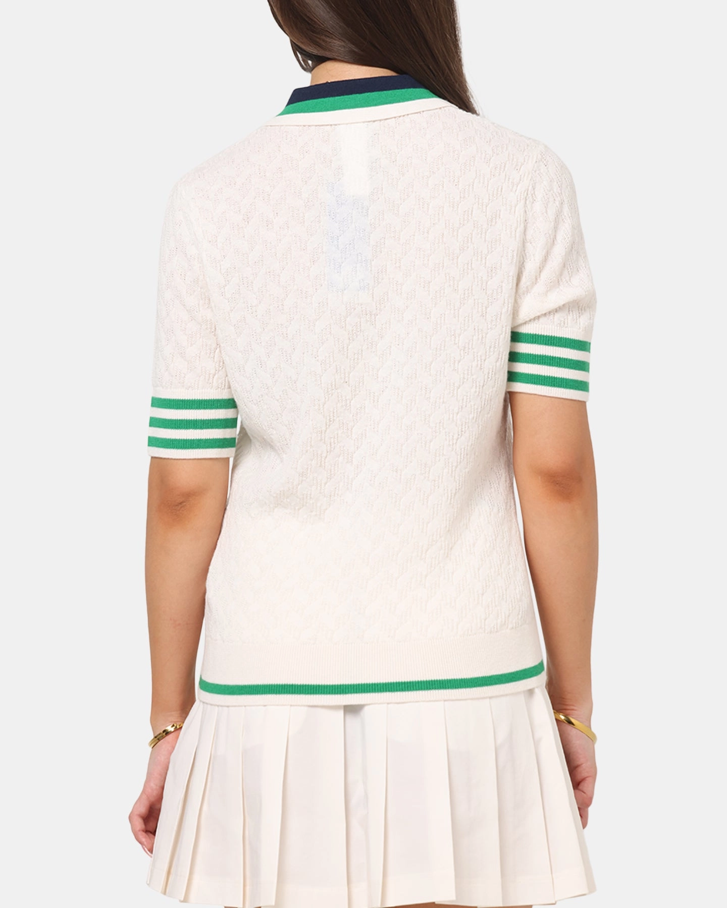 EcoFriendly Material Adidas Women's Originals Knit Polo T-Shirt Chalk White