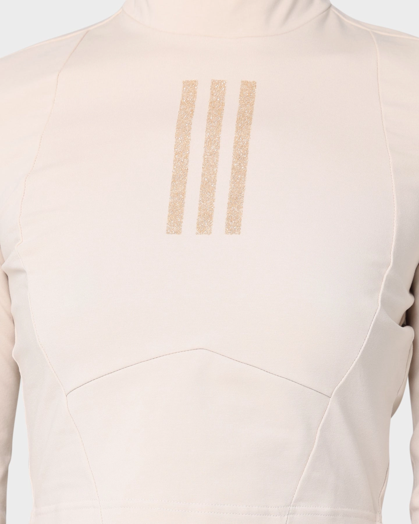 DurableZipper LayeredNeckline Adidas Women's Swarovski Long Sleeve T-Shirt Halo Ivory