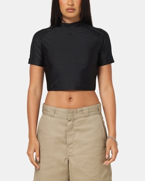 Adidas Women's Teamgeist Adicolor Baby T-Shirt Black Comfy Fit Fitted Blouse