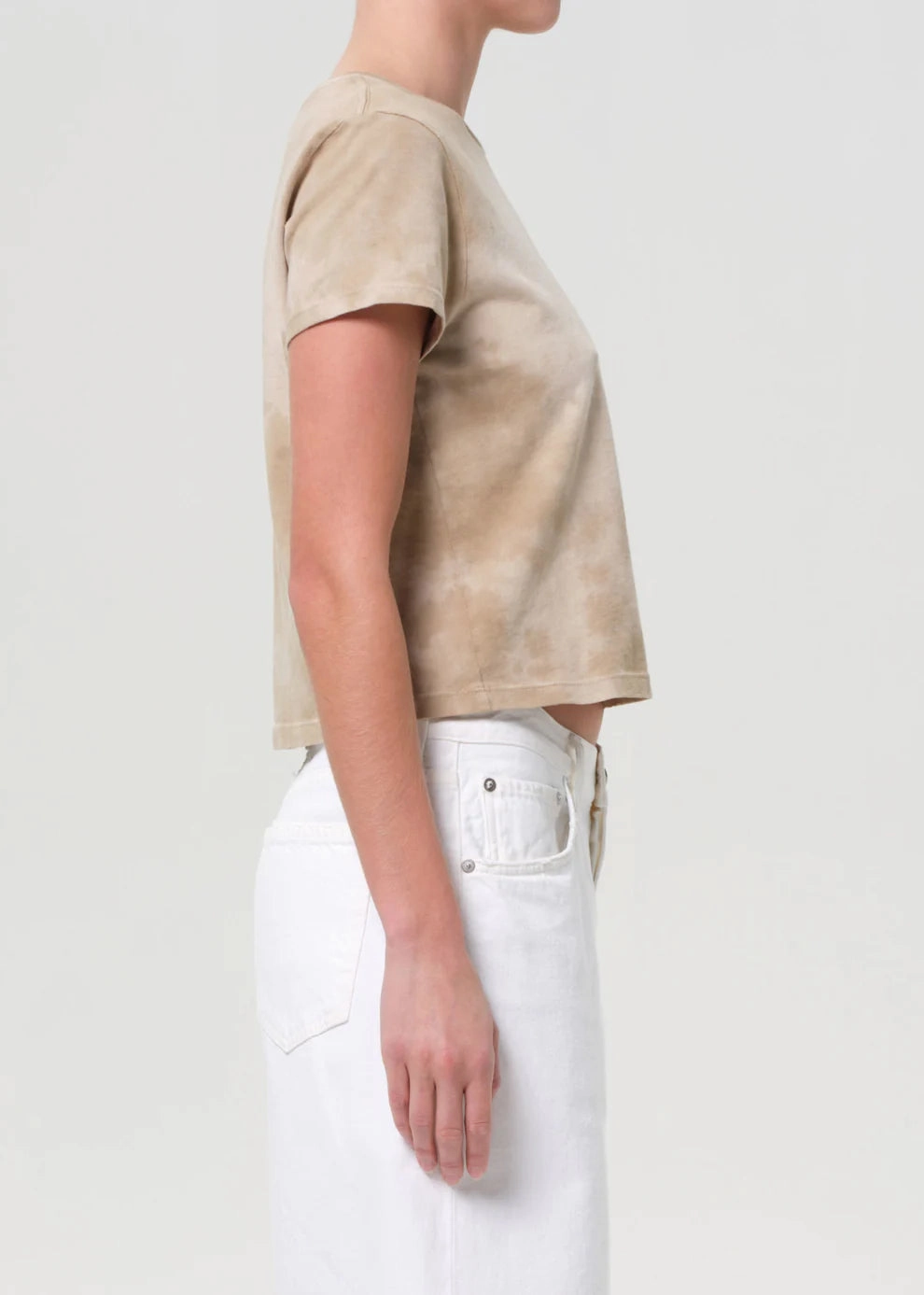 Double Needle Stitching Adine Shrunken Tee in Plume