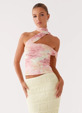 ThermalRegulating MultiDirectionalStretch Christal Scarf Top - Floral Print