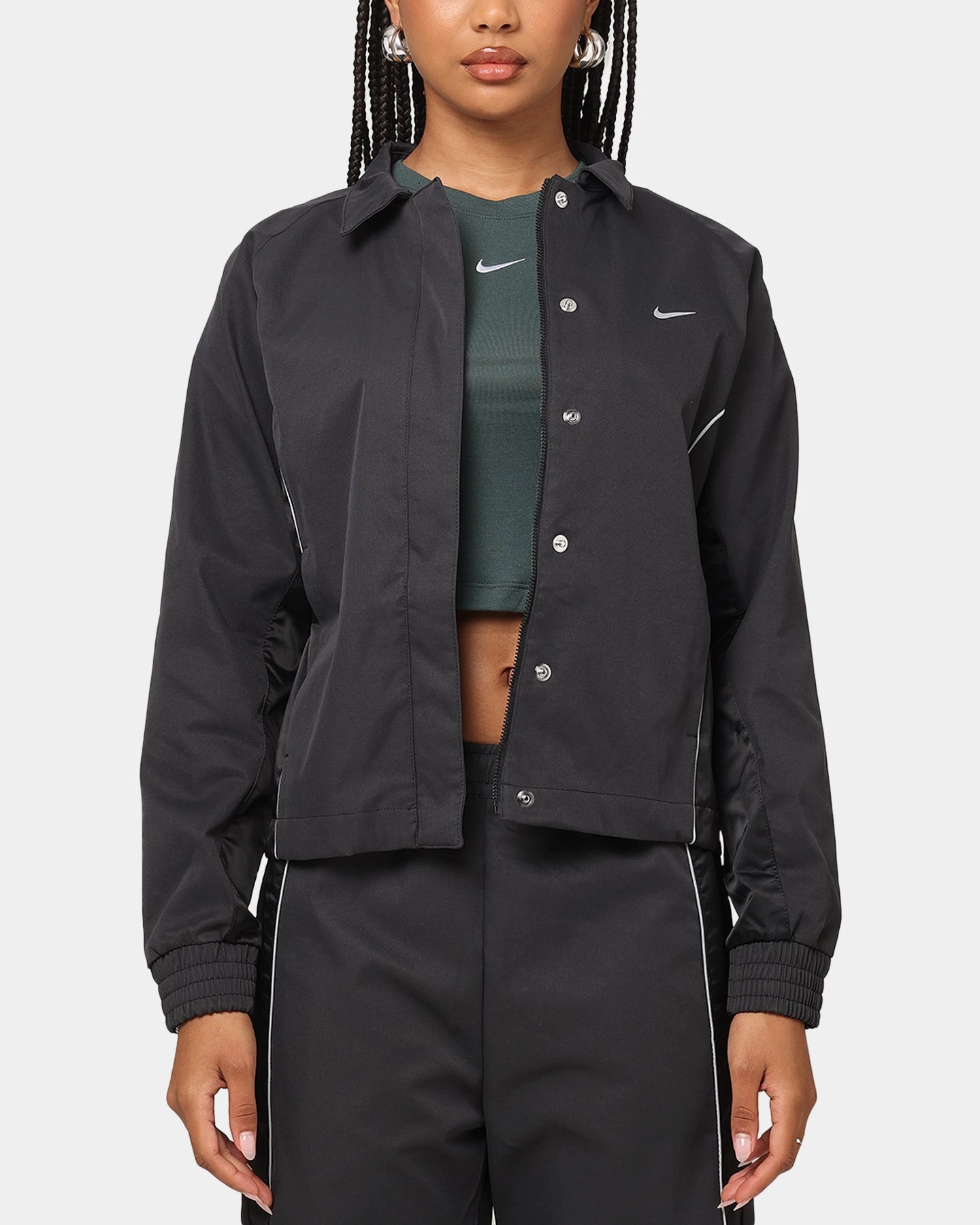 QuickDrying High Stretch Fabric Nike Women's Sportswear Woven Full Zip Jacket Black/Black
