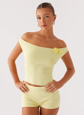 Aliah Knit Top - Yellow Bold Design