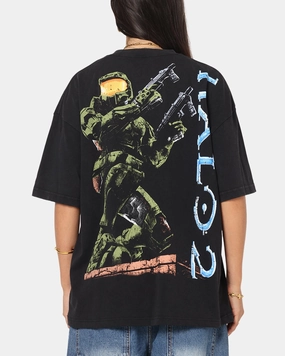 73 Studio X Halo Halo 2 Vintage T-Shirt Black Acidwash Ultra Soft Handfeel