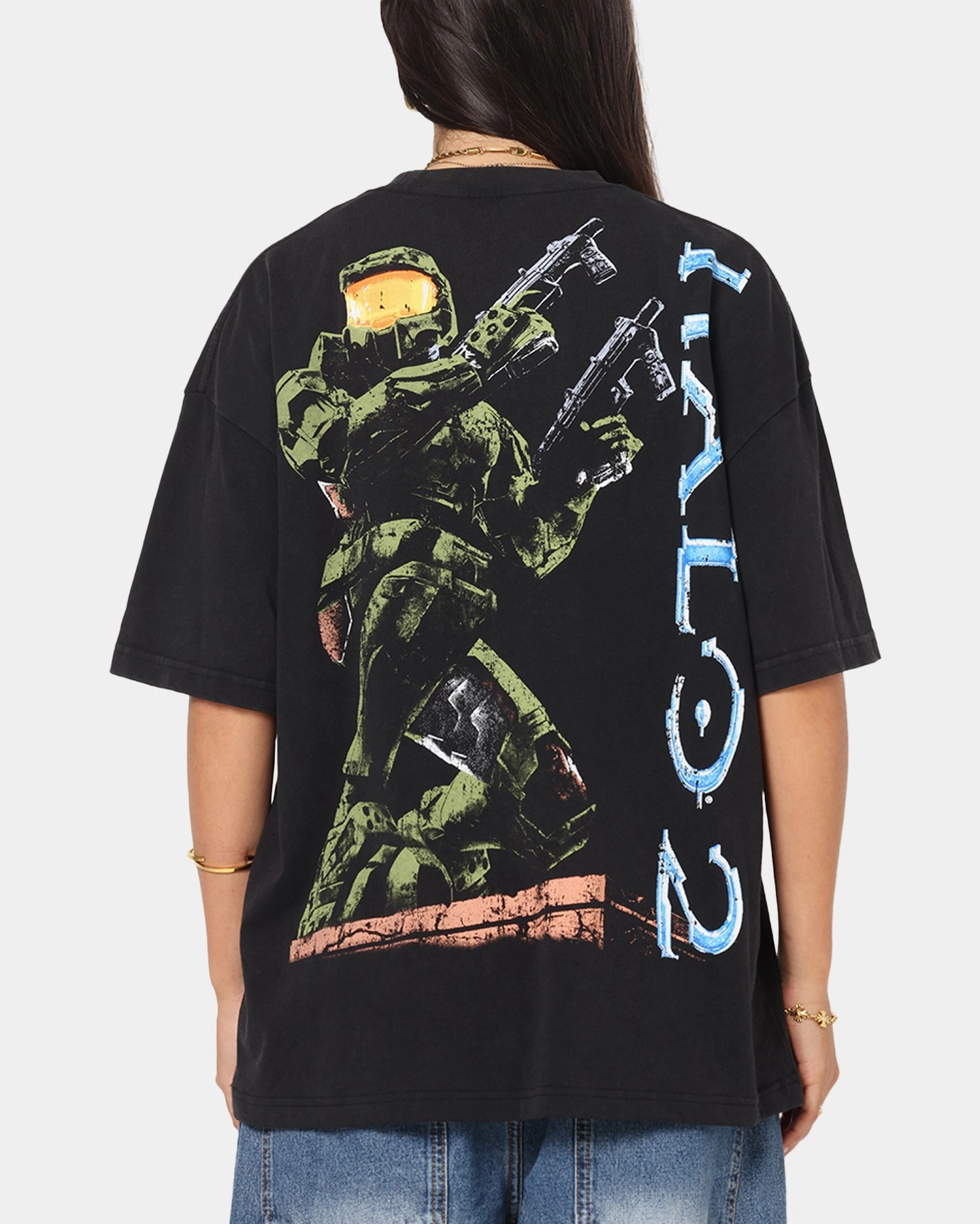 73 Studio X Halo Halo 2 Vintage T-Shirt Black Acidwash Ultra Soft Handfeel