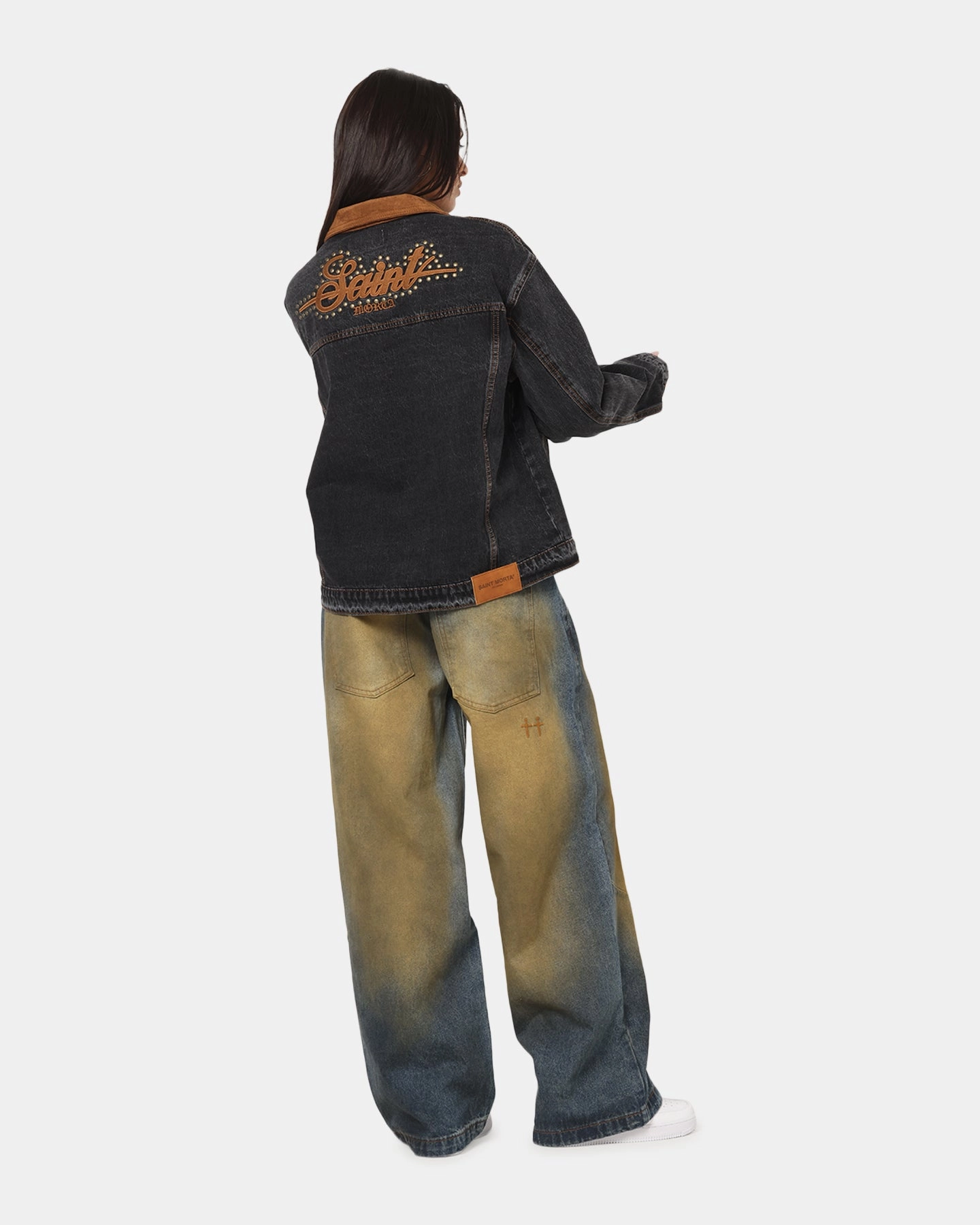 Saint Morta Rodeo Drive Denim Jacket Black Shadow AdjustableCuffs Quick Access Pockets