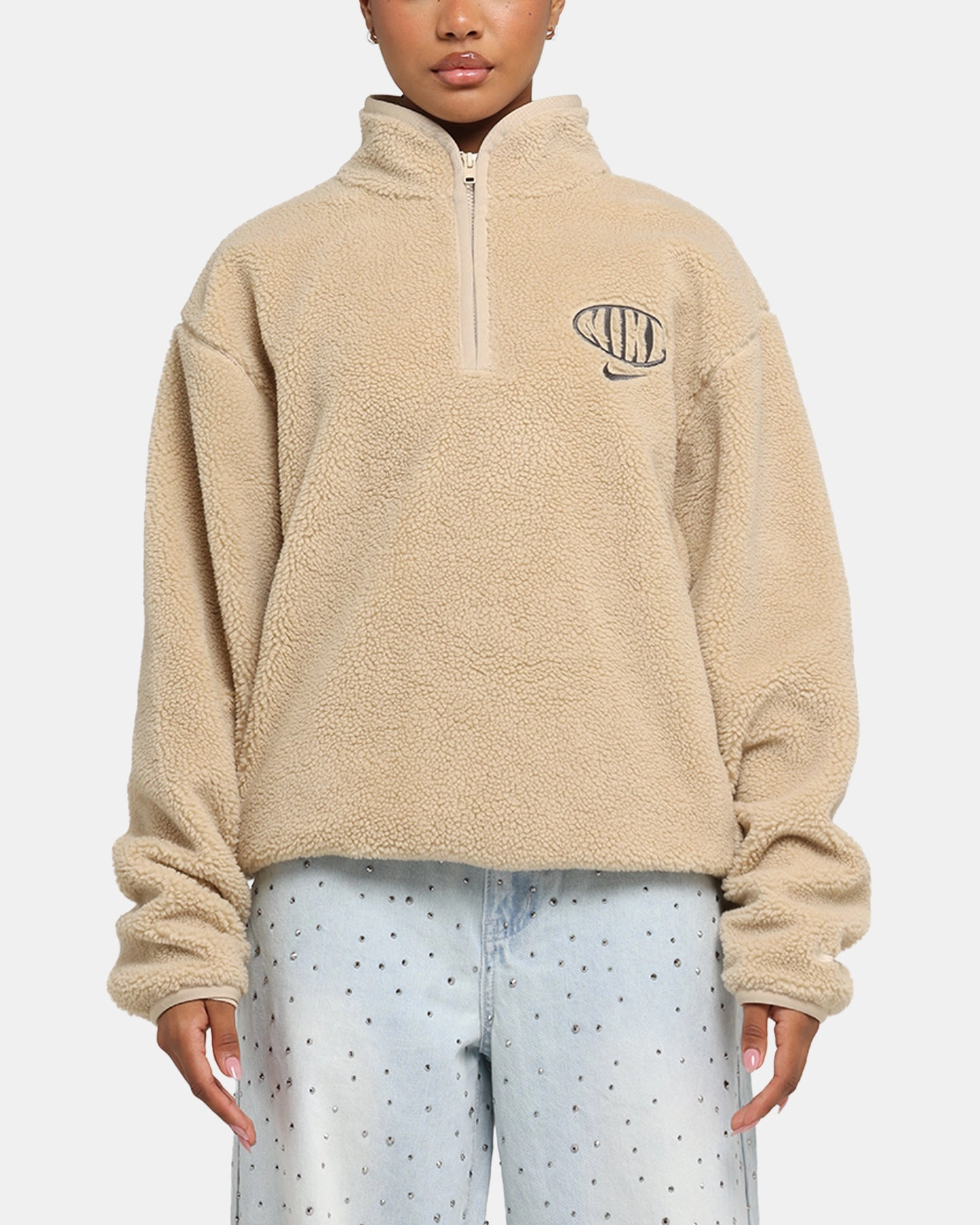 Nike Club Sustainable Winterized Half Zip Top Grain/Medium Ash Grey All Weather Performance Fabric