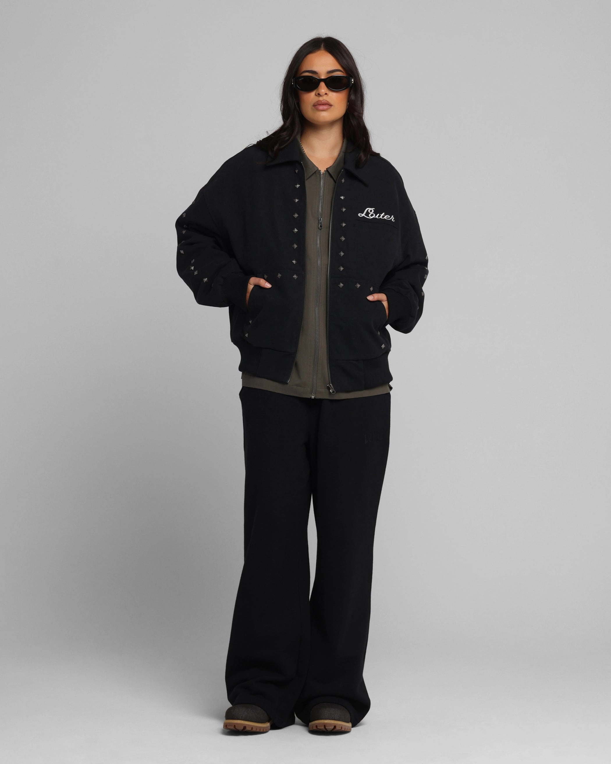 Fitted Shirt Loiter Chopper Work Jacket Washed Black