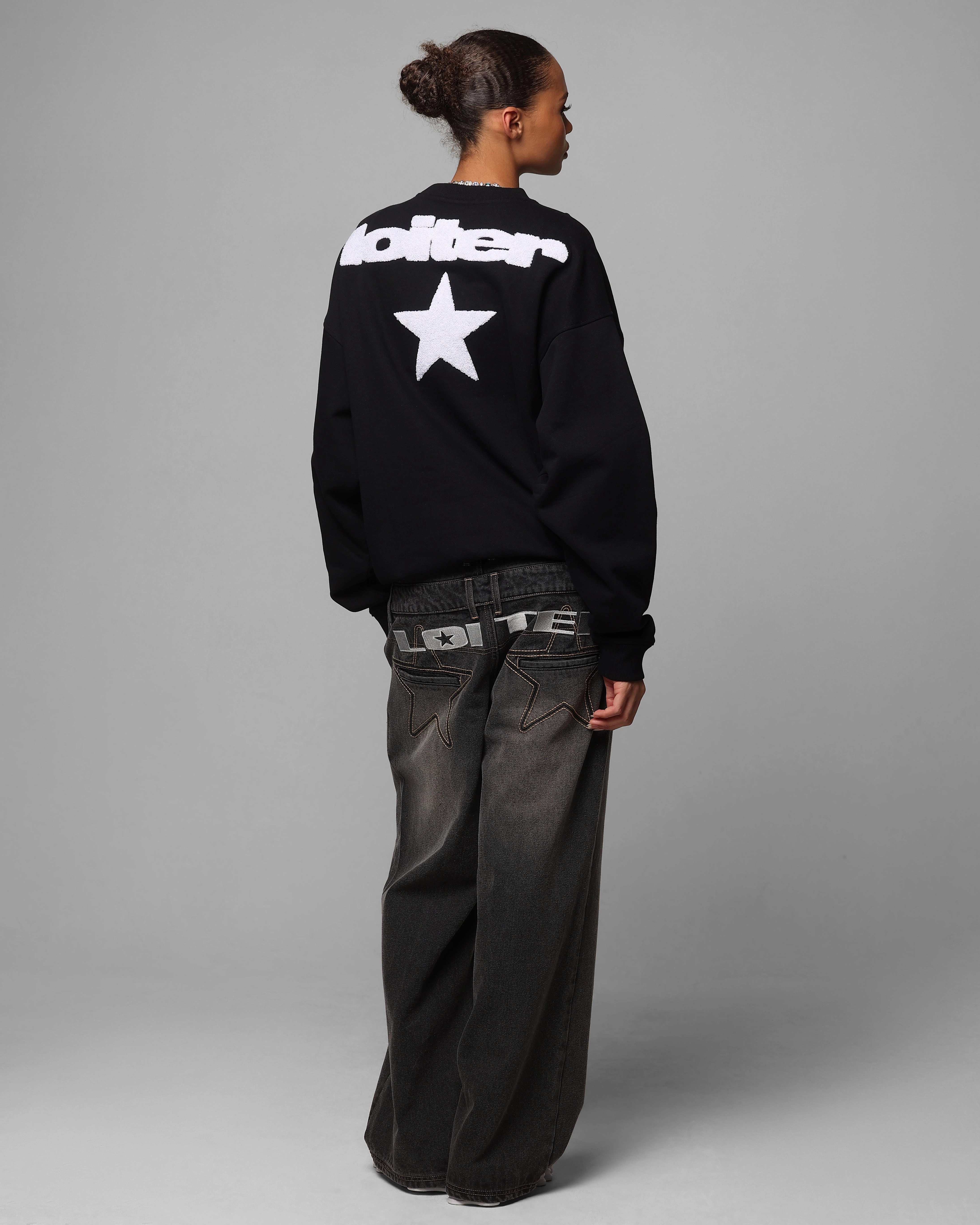 Loiter Premium Essentials Crewneck Black Flex Fit Shoulder Construction Modular Layering System