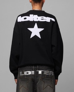 Loiter Premium Essentials Crewneck Black Anti Pill Surface