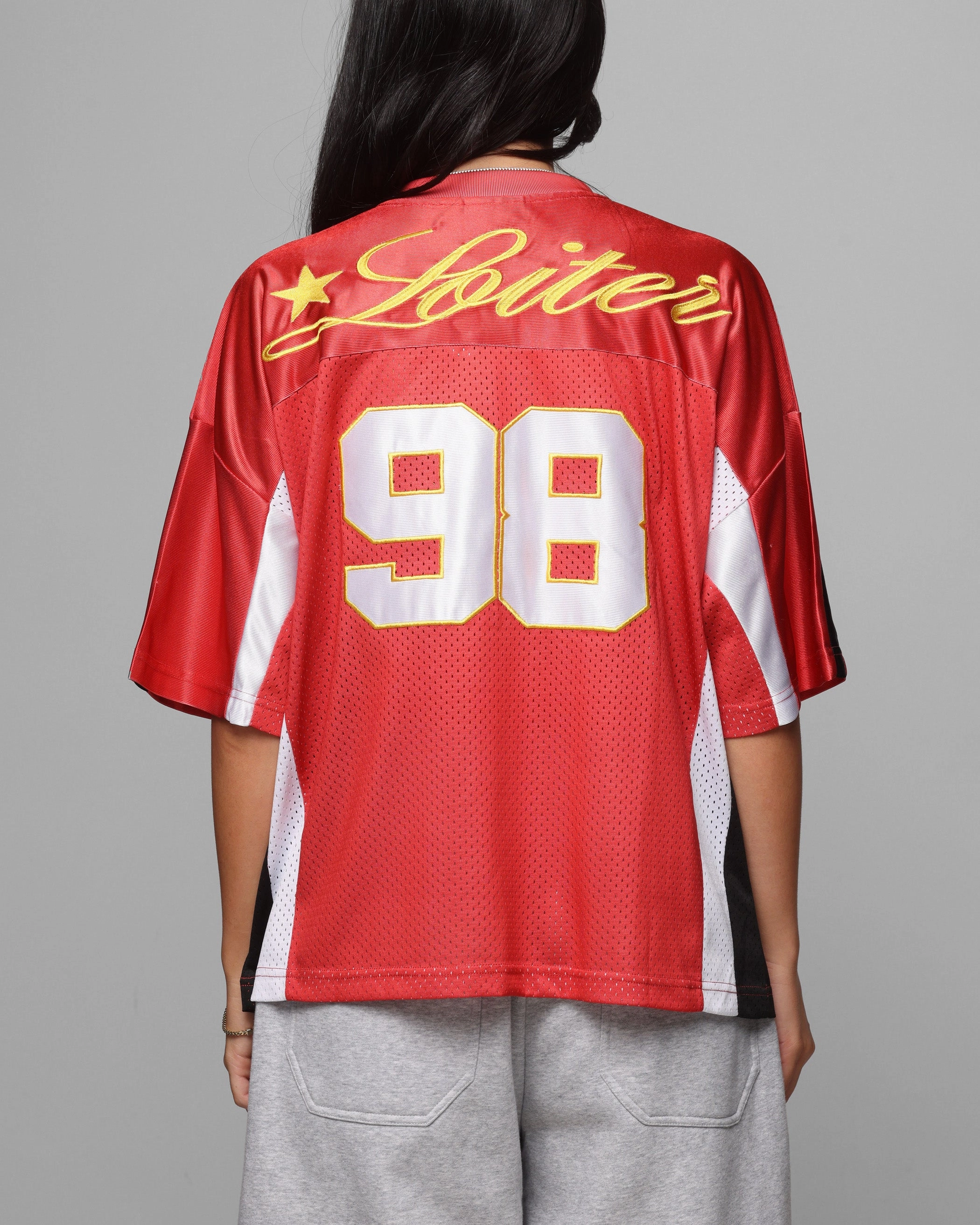 PuckerFree Surface Two Tone Weave Loiter End Zone Jersey Red