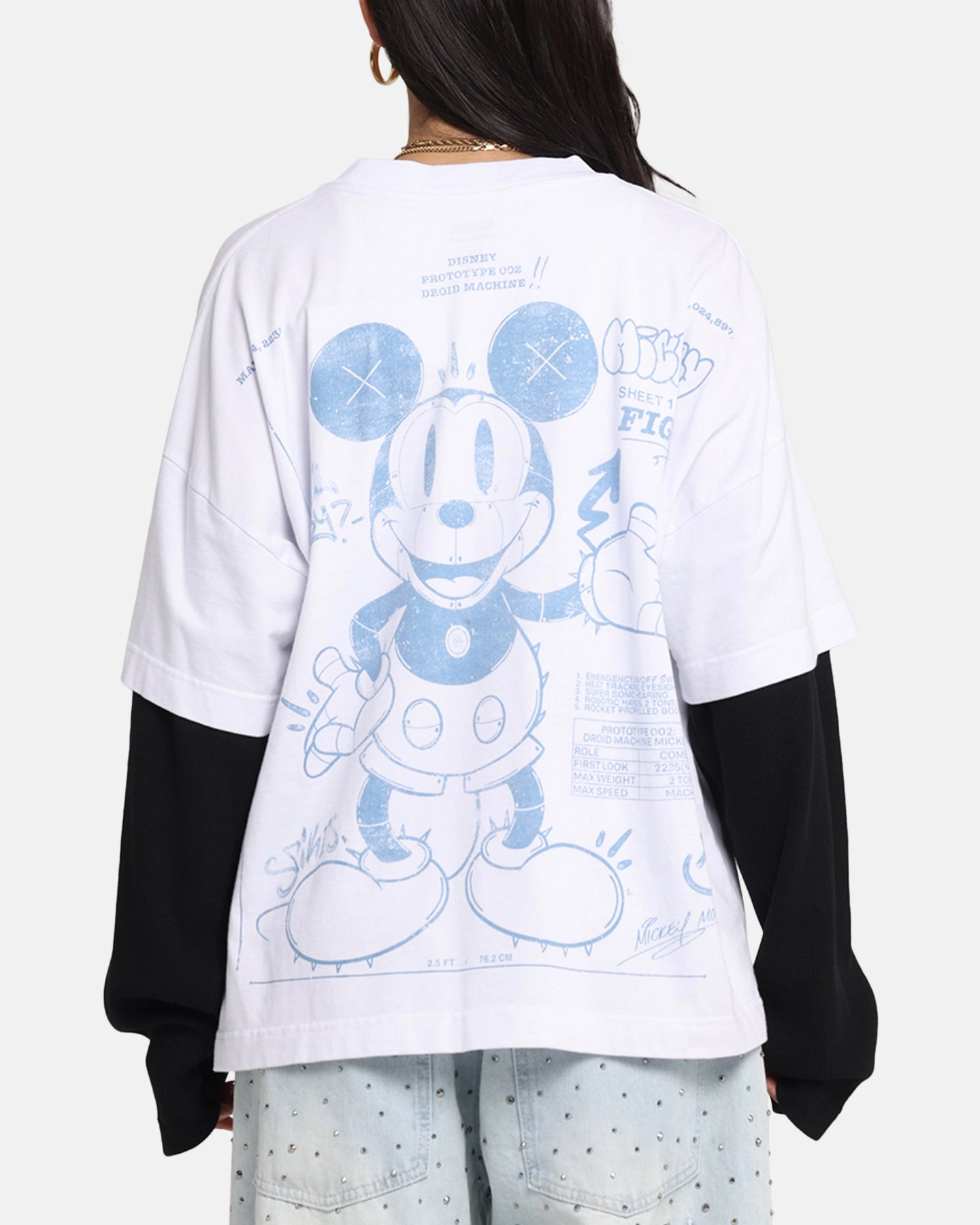 American Thrift Disney Mickey Prototype II Long Sleeve T-Shirt White Anti Fade Technology