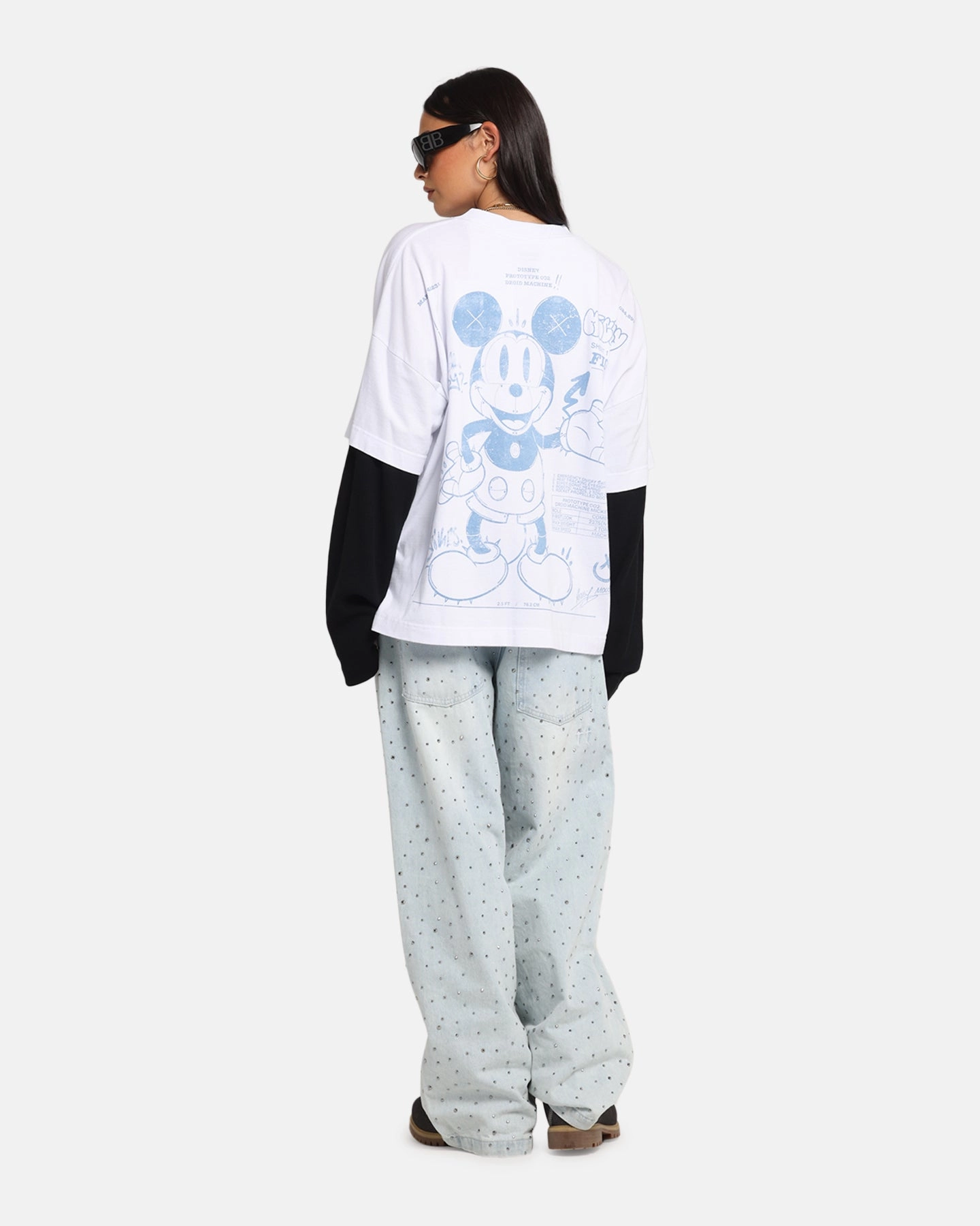 Flexible Cuffs TumbleDryFriendlyMaterial American Thrift Disney Mickey Prototype II Long Sleeve T-Shirt White
