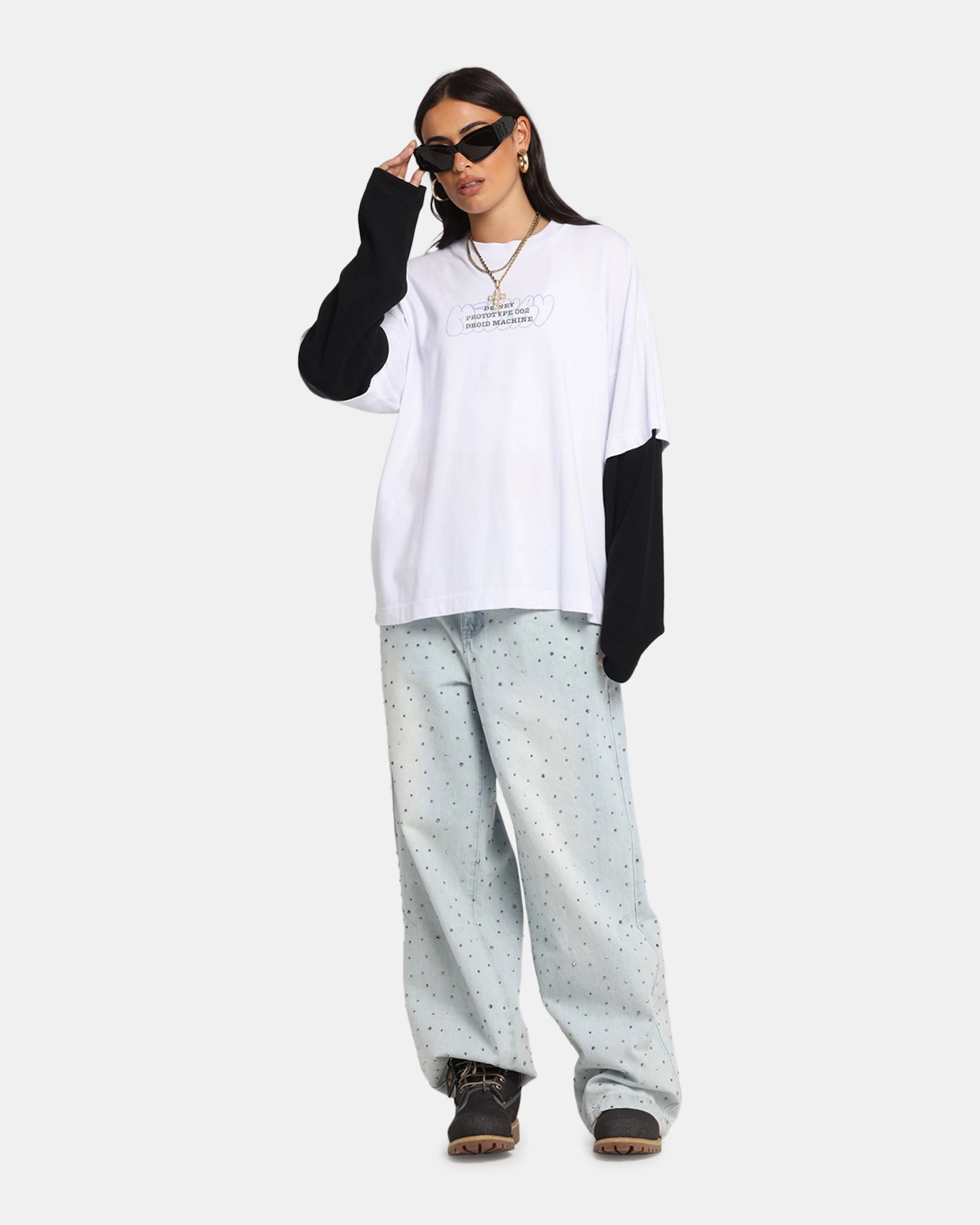 Thermal Insulation Core Variable Tension Adjustment American Thrift Disney Mickey Prototype II Long Sleeve T-Shirt White