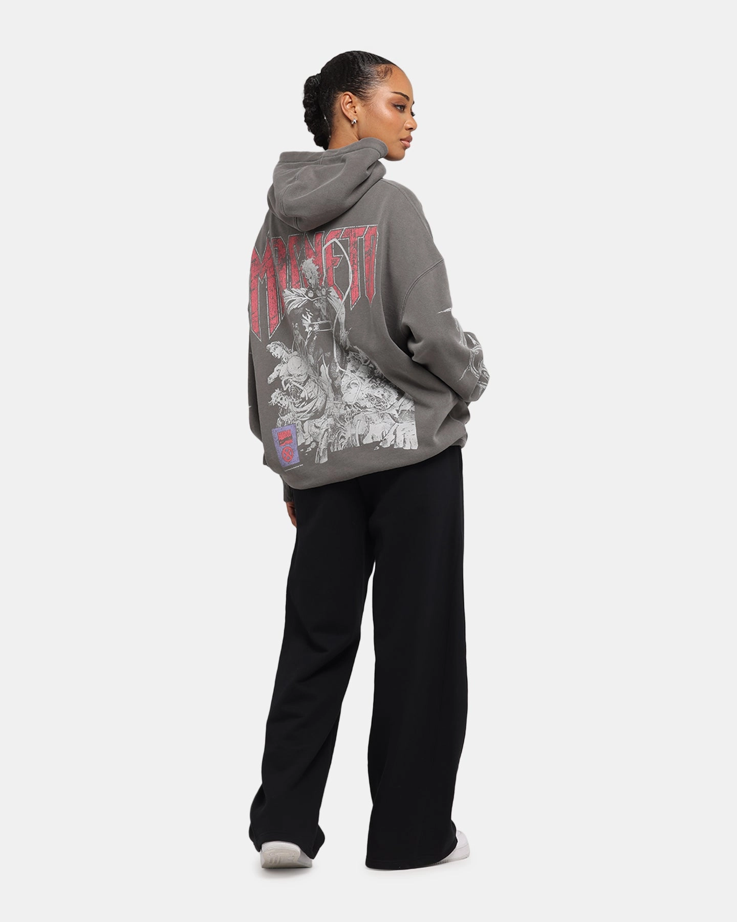 American Thrift Marvel X-Men Magneto Premium Hoodie Washed Charcoal Reflective Trims QuickDry