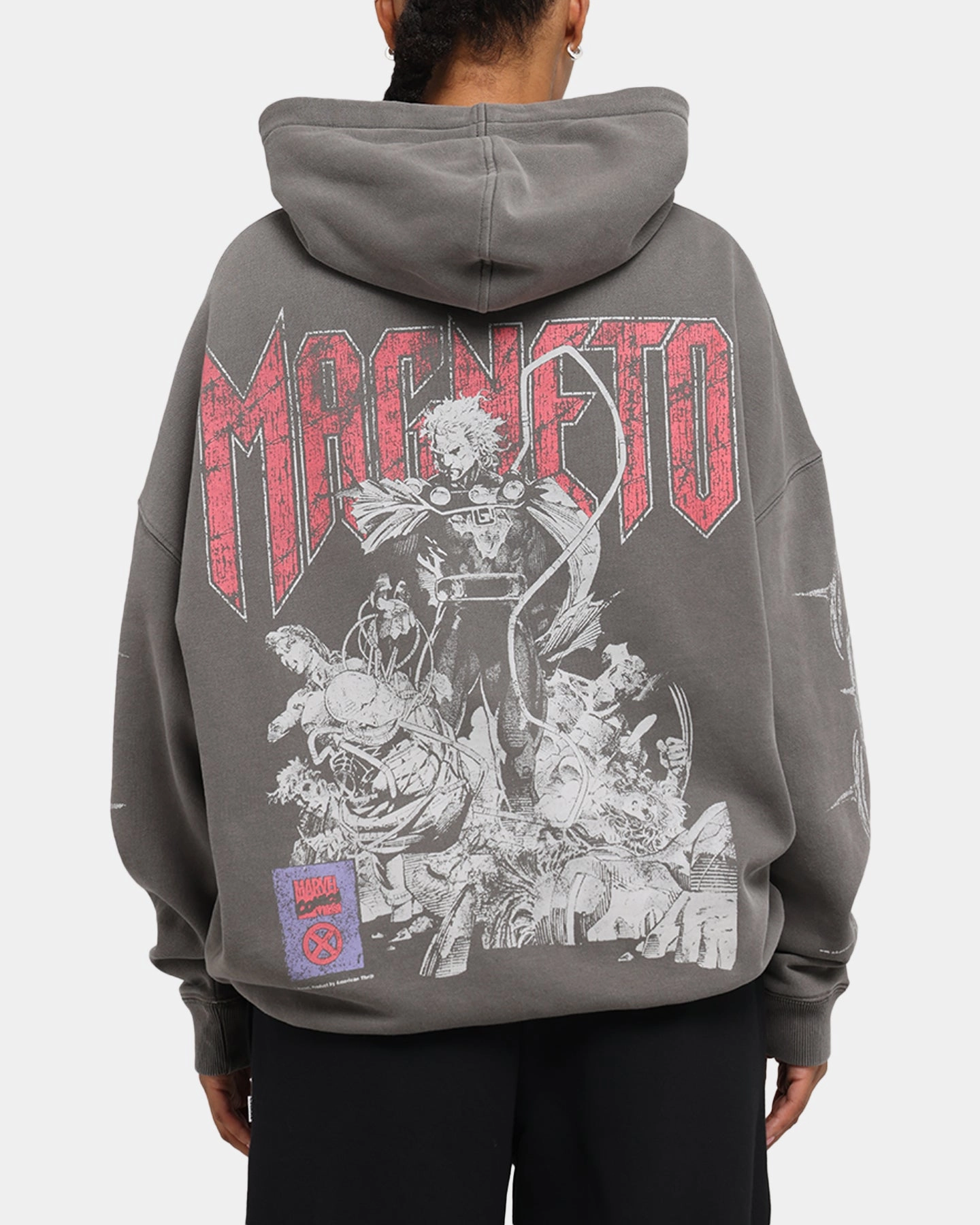 Breathable Microfiber SeamlessKnitConstruction American Thrift Marvel X-Men Magneto Premium Hoodie Washed Charcoal