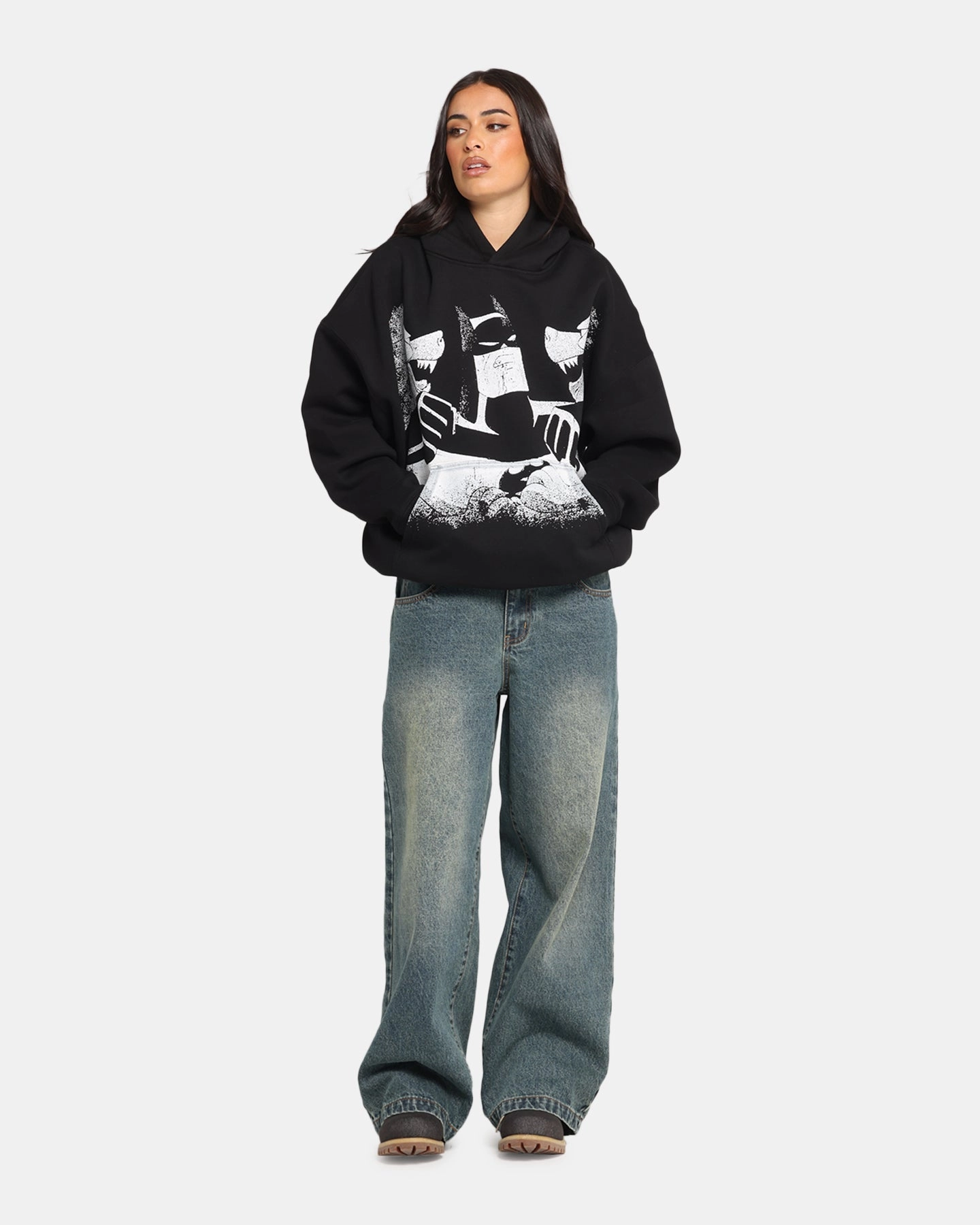 American Thrift X DC Batman The Animated Premium Hoodie Black StretchFit Design