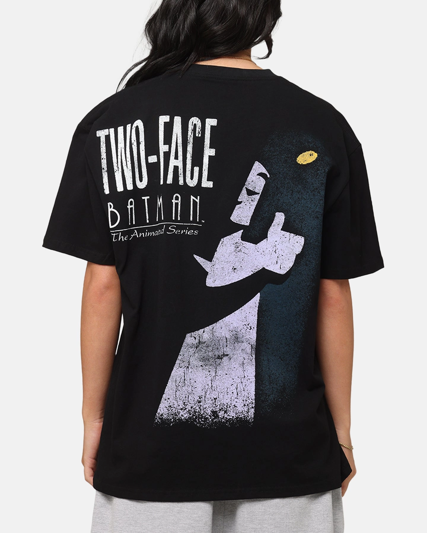 American Thrift X DC Batman Two Face Heavy T-Shirt Black FlatlockSeamTechnique