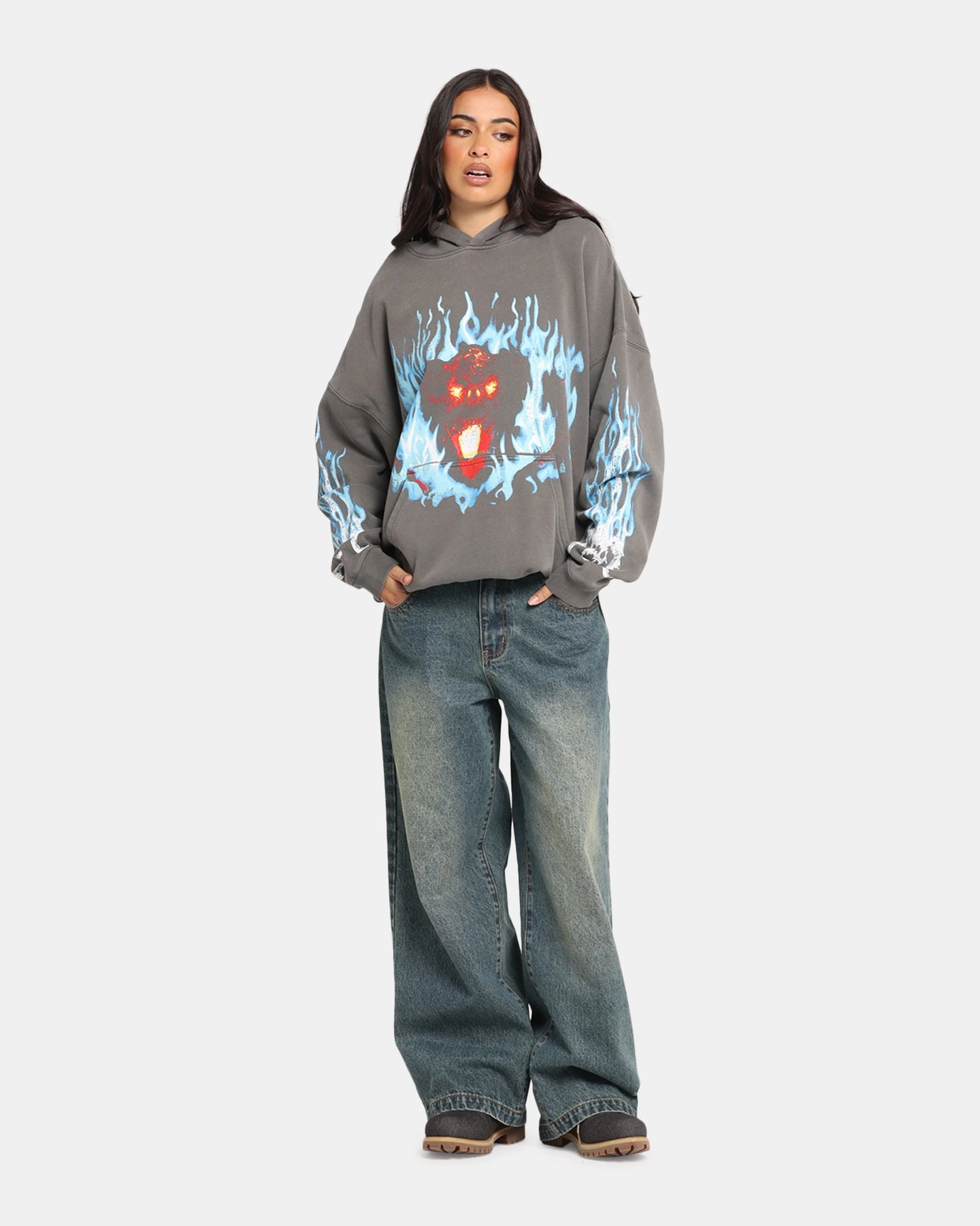 SnagResistant Anti Static Fabric American Thrift X Lord Of The Rings Balrog Premium Hoodie Washed Charcoal