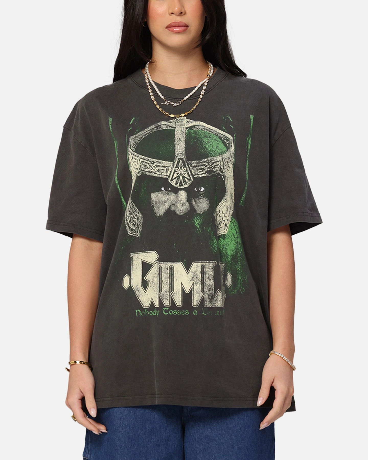 Comfortable Cut Snag Free Fabric American Thrift X Lord Of The Rings Gimli Toss Heavy T-Shirt Black Wash