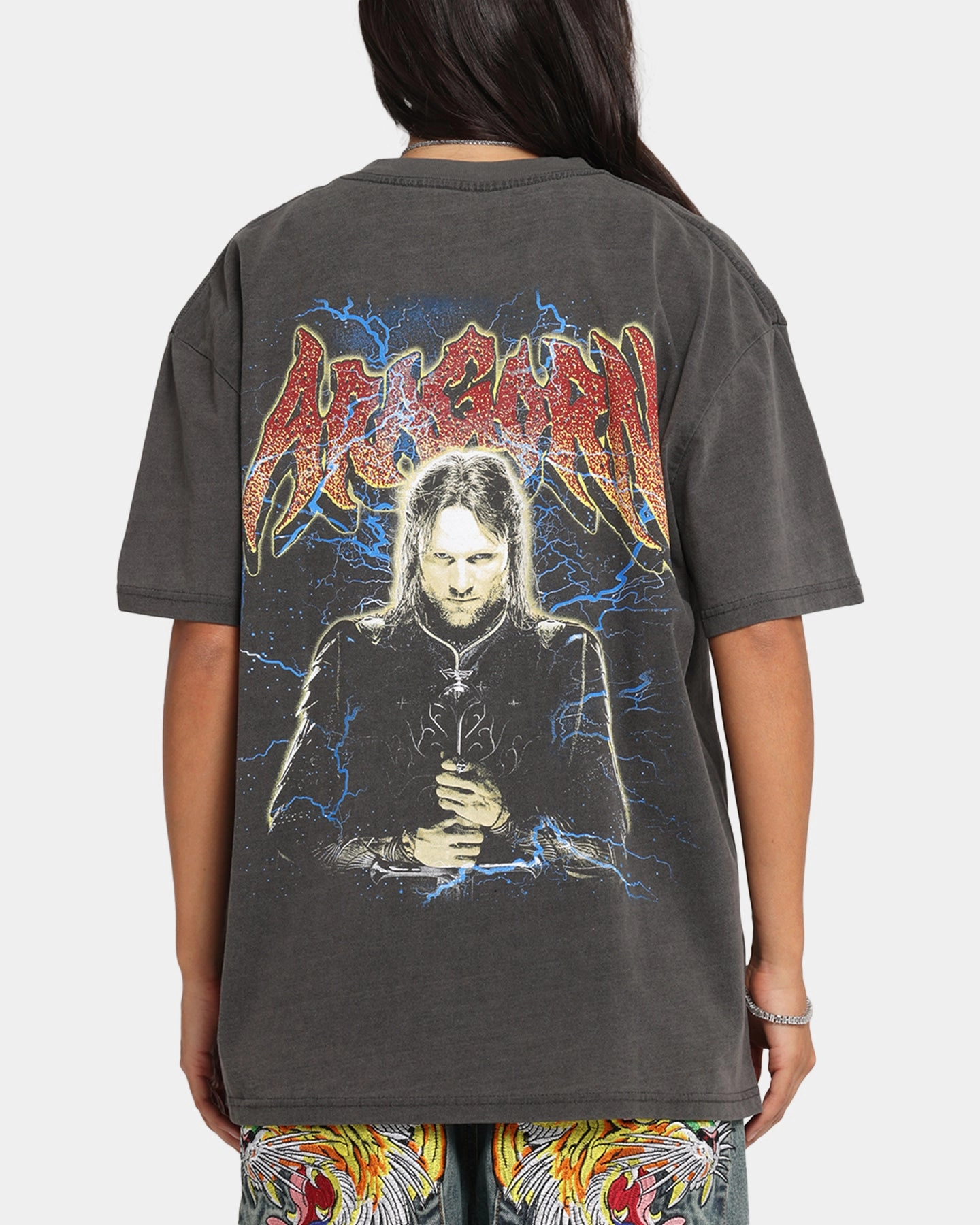American Thrift X The Lord Of The Ring Aragorn Heavy T-Shirt Black Wash WrinkleFree Weave Durable Fiber Blend