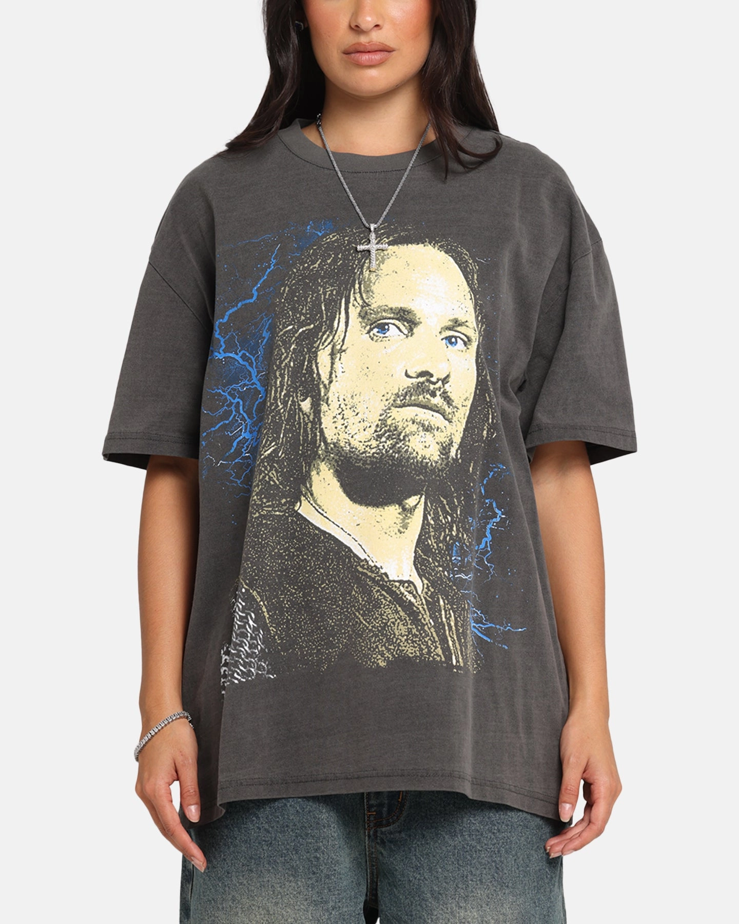 American Thrift X The Lord Of The Ring Aragorn Heavy T-Shirt Black Wash Durable Blend