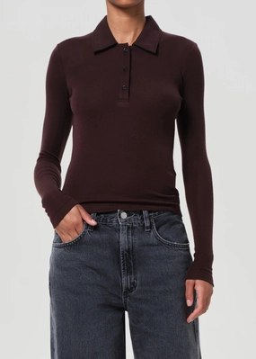 Linen Blend Fabric AntiOdor Amos Polo in Root