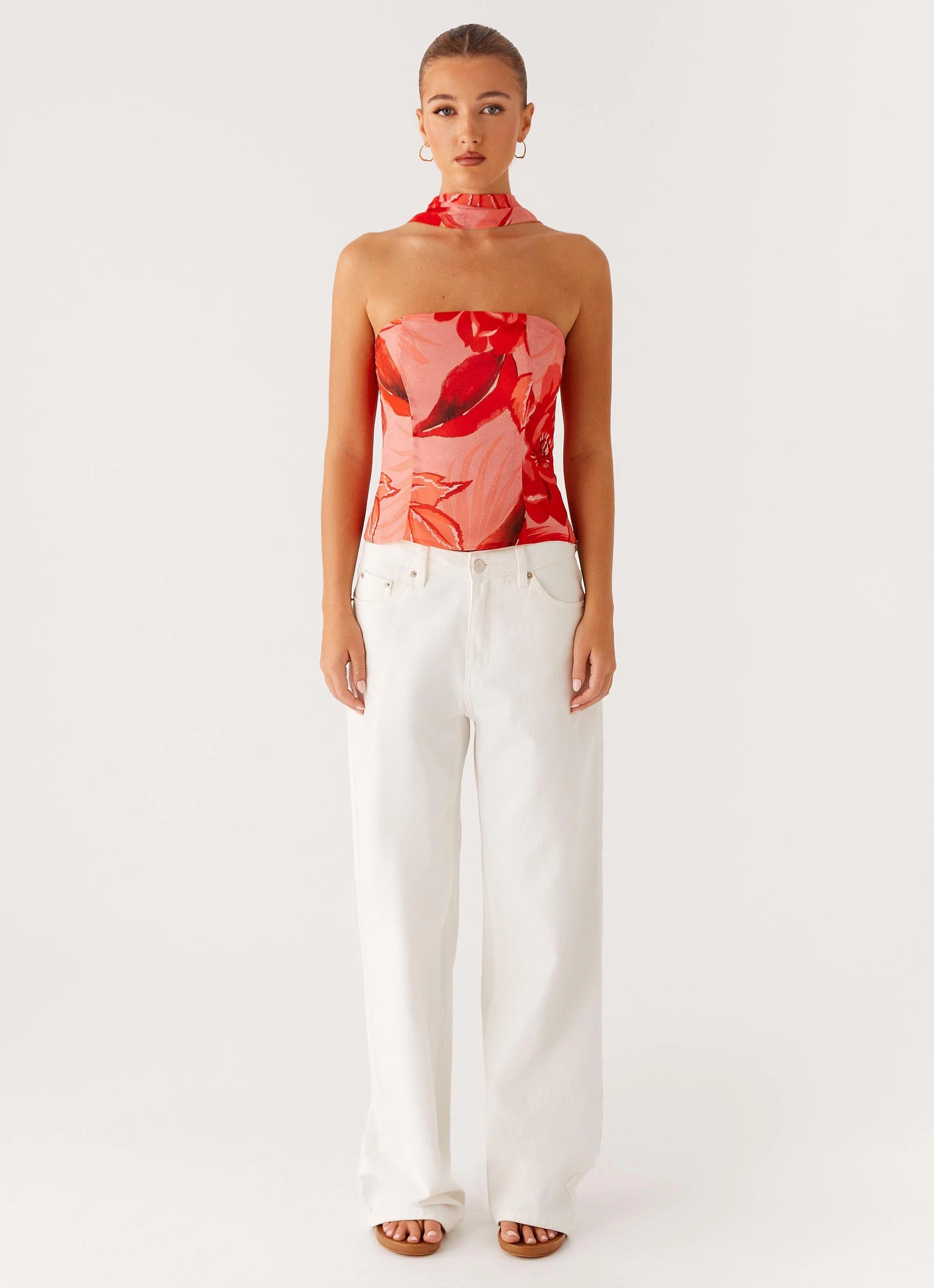 Anais Scarf Top - Sicily Sunset Print VentilatedArmholes Multipurpose Design